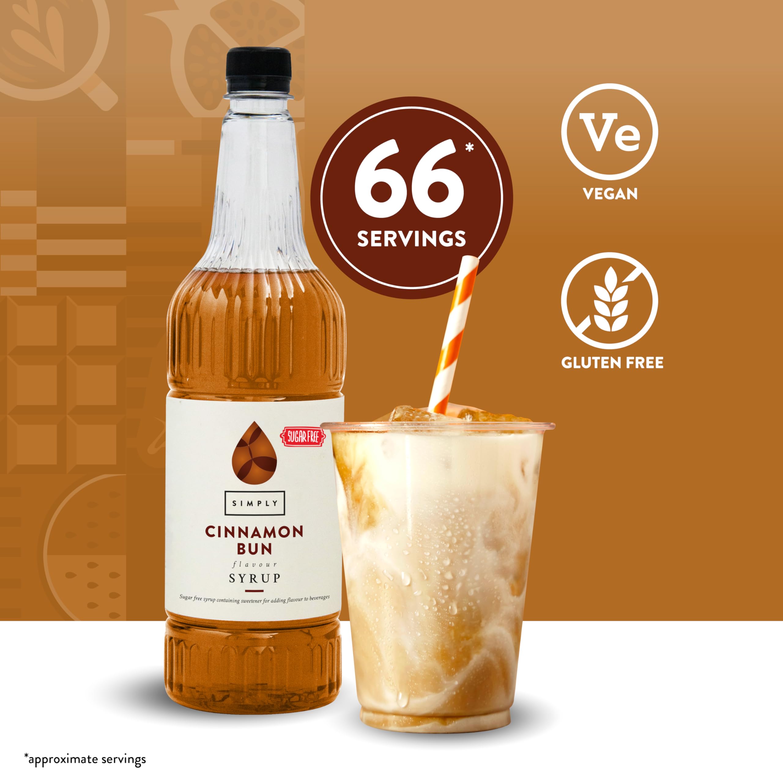 Simply Sugar Free Cinnamon Bun Syrup - Vegan, Nut Free, Halal Certified | 1L Liquid