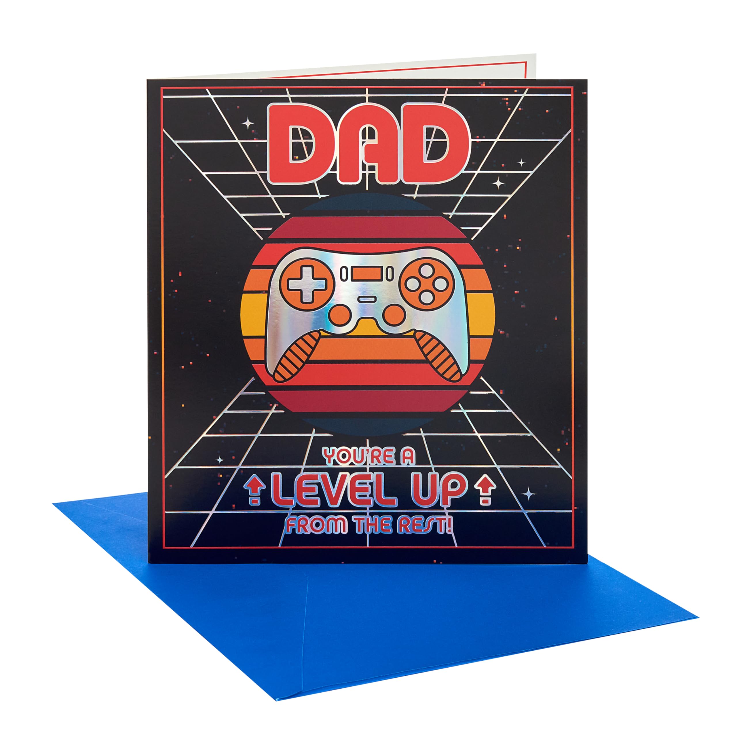 UK Greetings Father's Day Card for Dad, Grandad, Husband | Retro Gaming Design | 15.9 x 18.4 cm