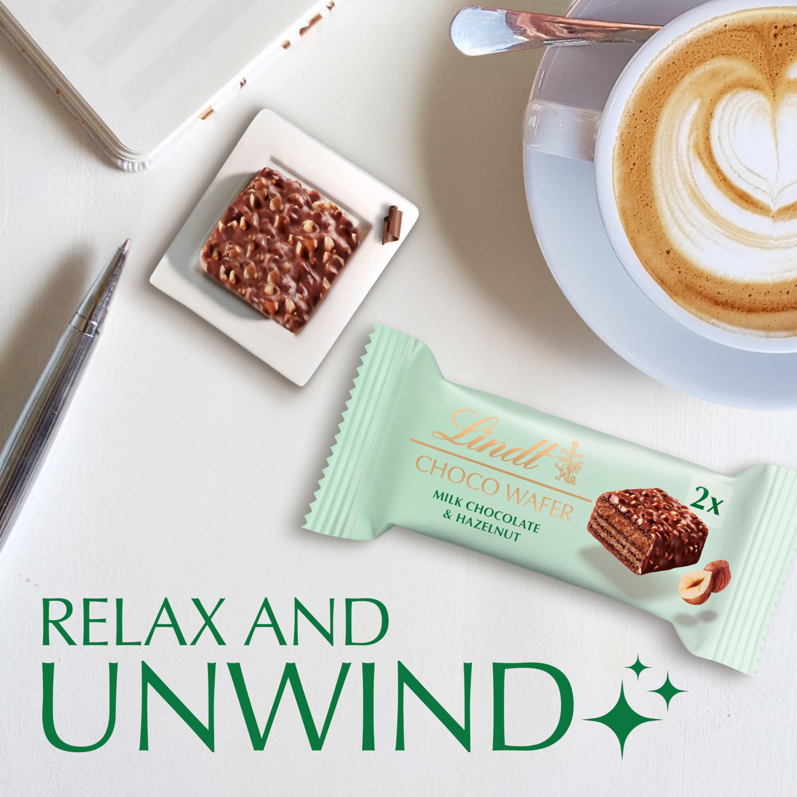 Lindt Choco Wafer Milchschokolade &amp; Haselnuss Leckerbissen-Packung 30 g (Karton mit 20 Stück) 7