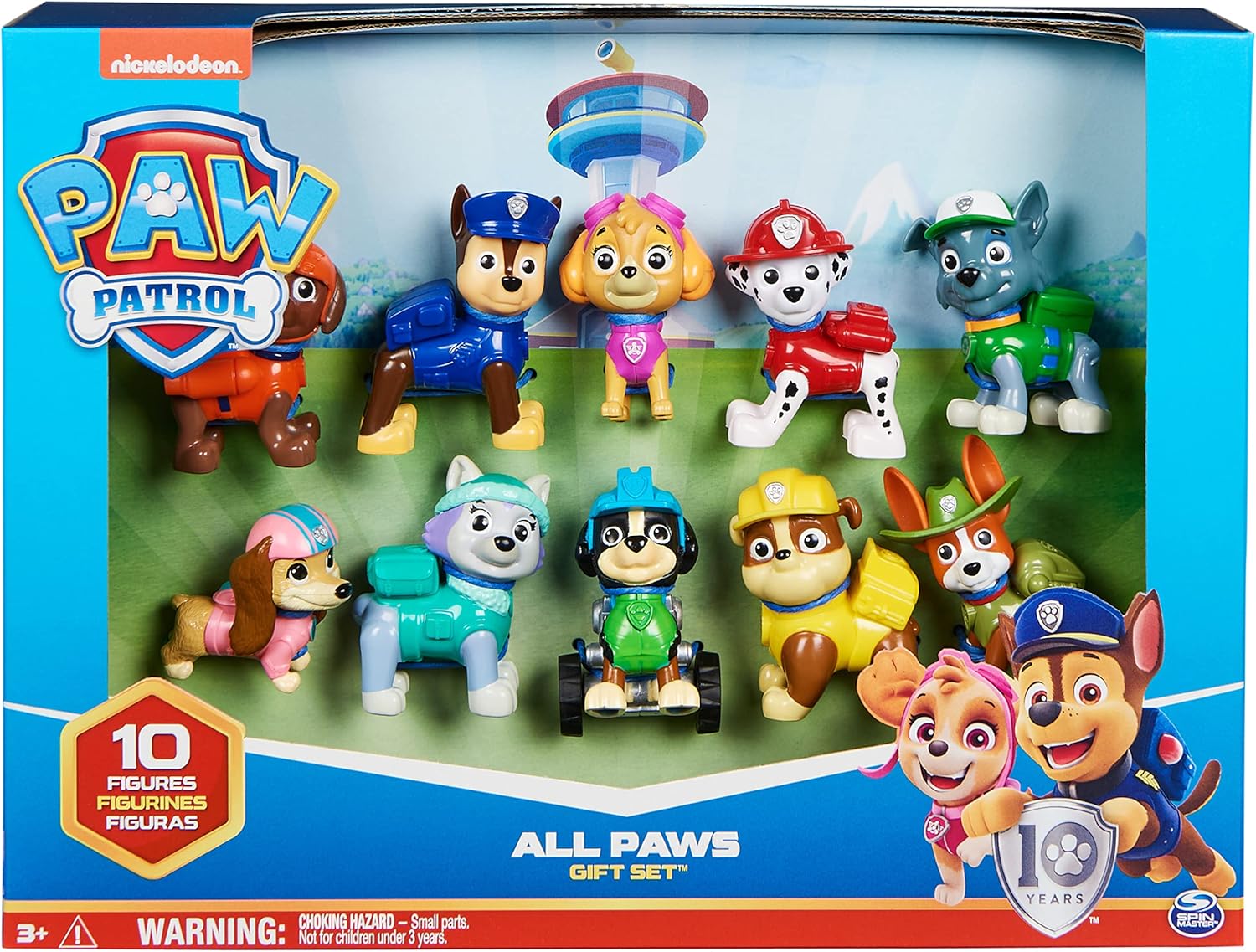 Paw Patrol 10th Anniversary All Paws On Deck Toy Figures Gift Pack - 10 Collectible Action Figures for Kids 3