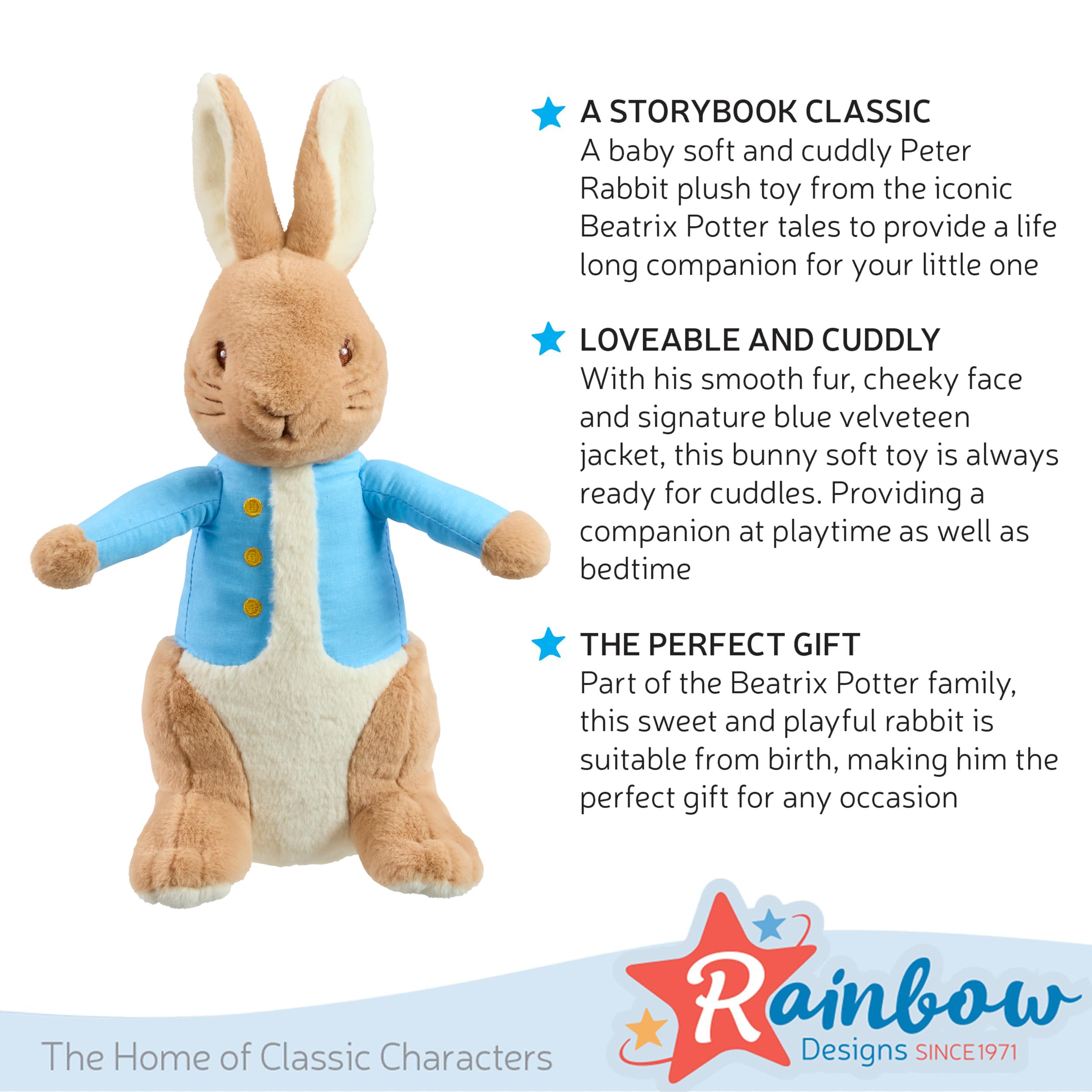 Peter Rabbit 24cm Soft Toy - Cuddly Plush for Newborns & Toddlers 8