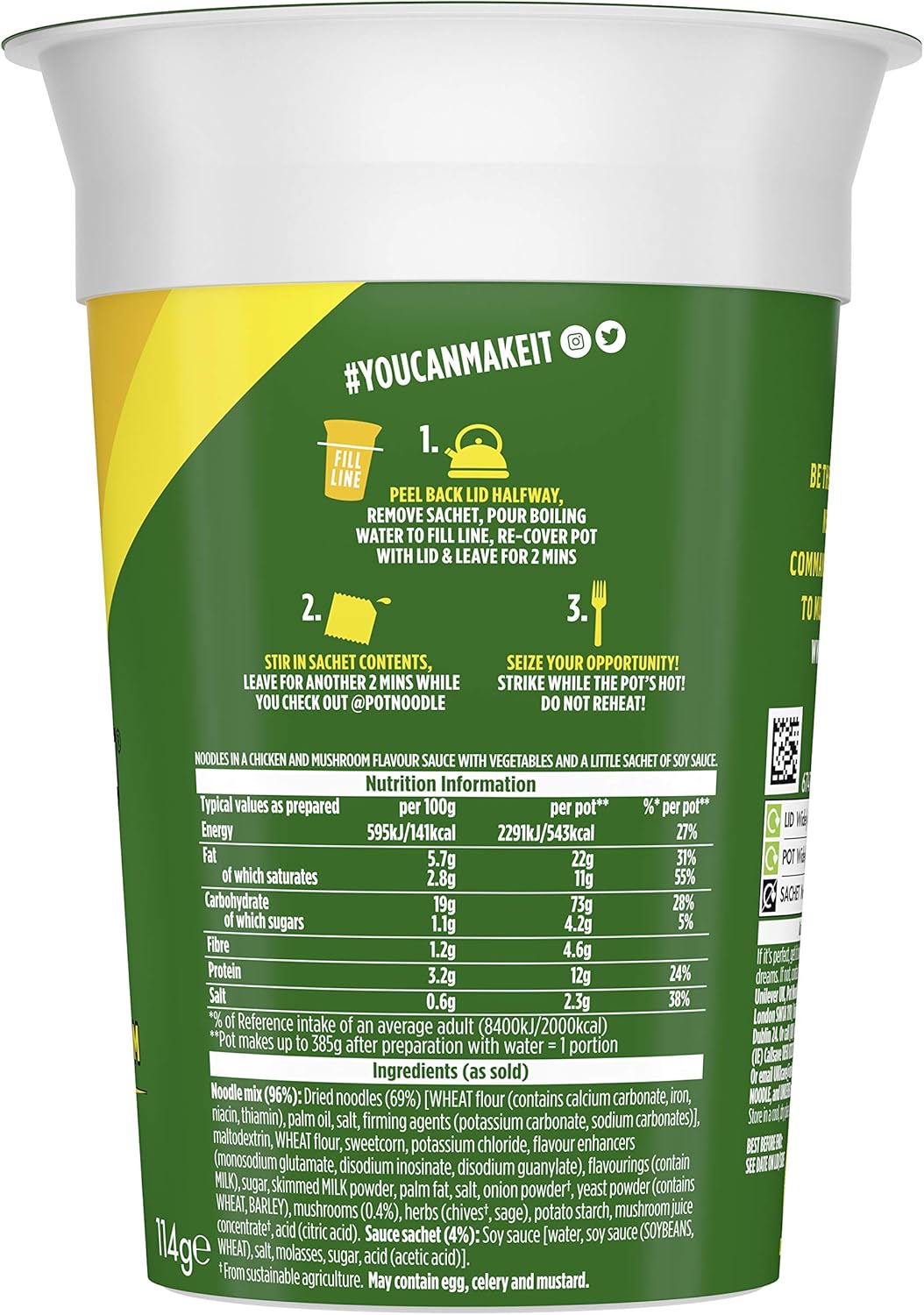 Pot Noodle King Chicken & Mushroom Flavour Instant Noodles, 12 x 114g Pots 5