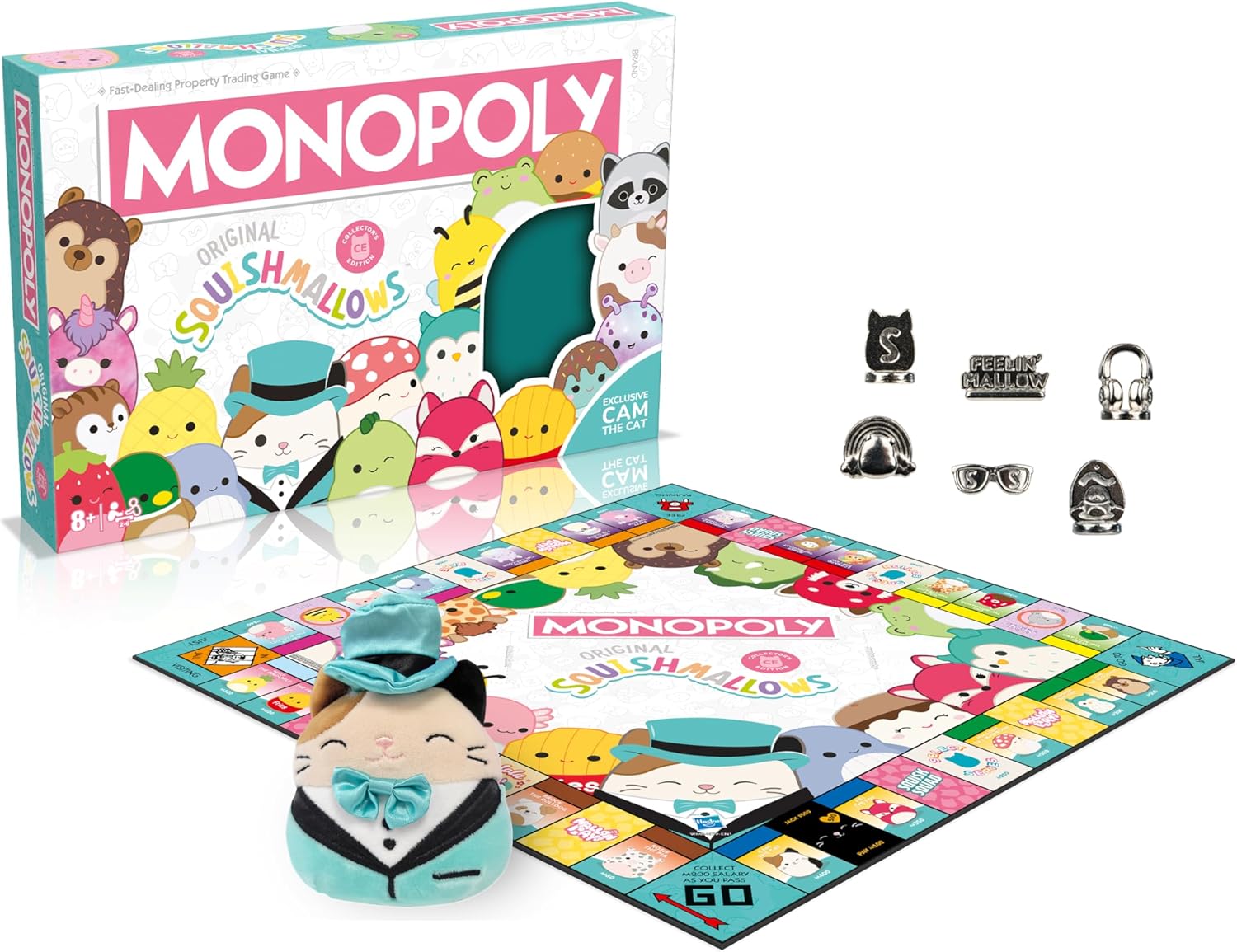 Squishmallows Monopoly Board Game Collector's Edition - Fifi the Fox & Cam the Cat Plush Included 8