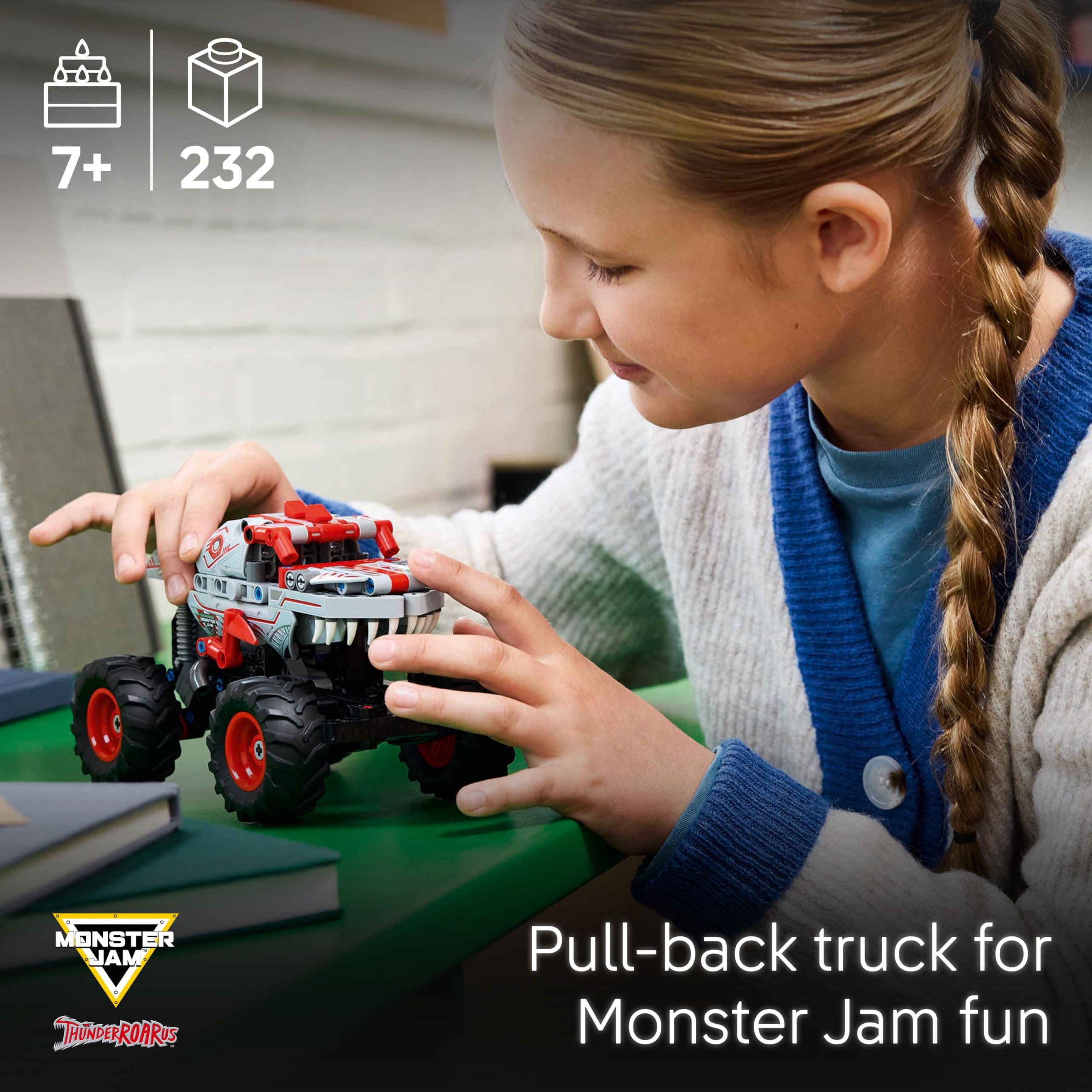 LEGO Technic Monster Jam ThunderROARus Pull-Back Truck Toy - Vehicle Building Set for Kids 7+ 8