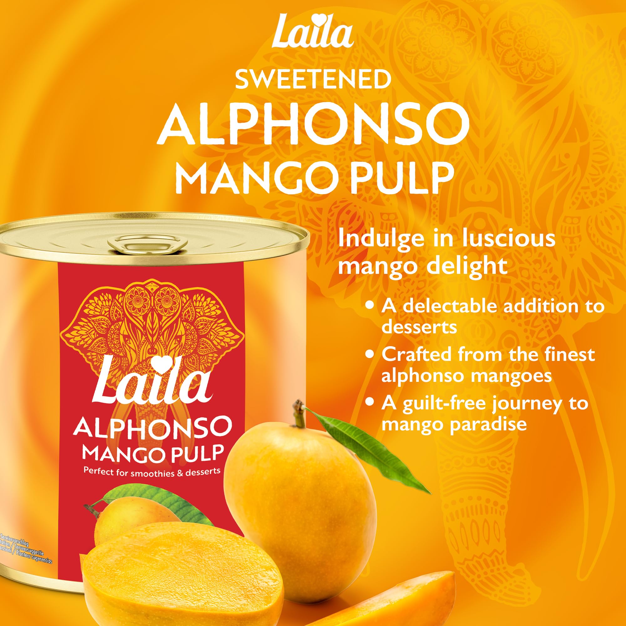 LAILA Alphonso Mangomark 850g - Mangopüree aus der Dose aus echten Mangos 5