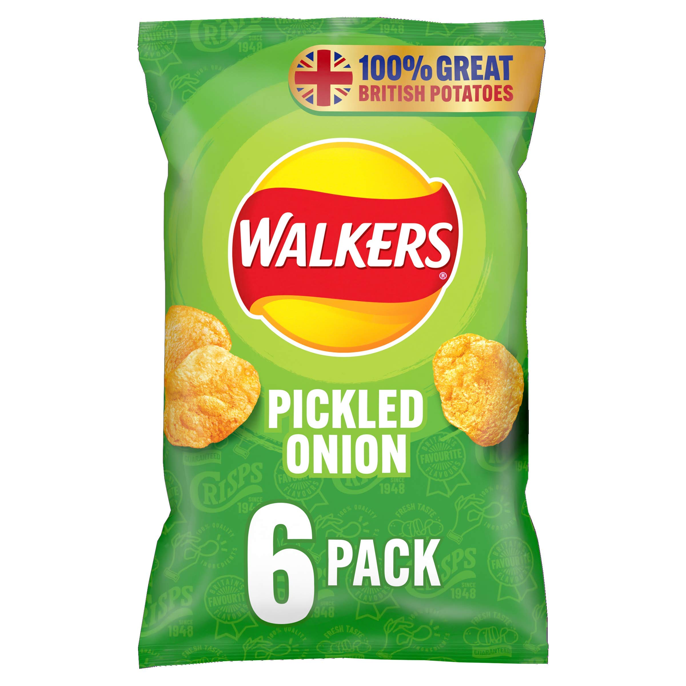 Walkers Crisps Pickled Onion 6x25g Multipack