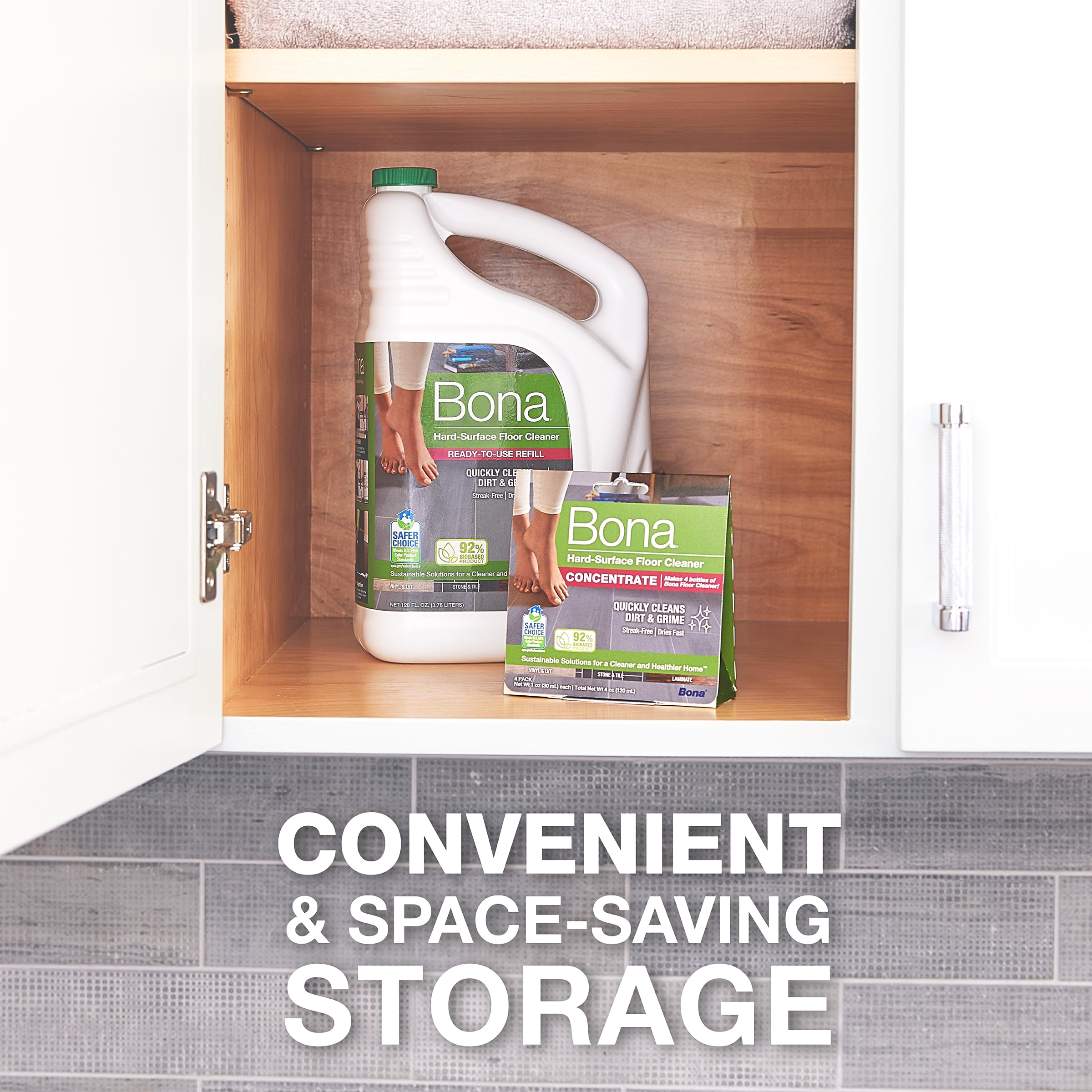 Bona Hard-Surface Floor Cleaner Liquid Concentrate Pouches for Tile, Laminate & LVT | 4 x 60ml 6