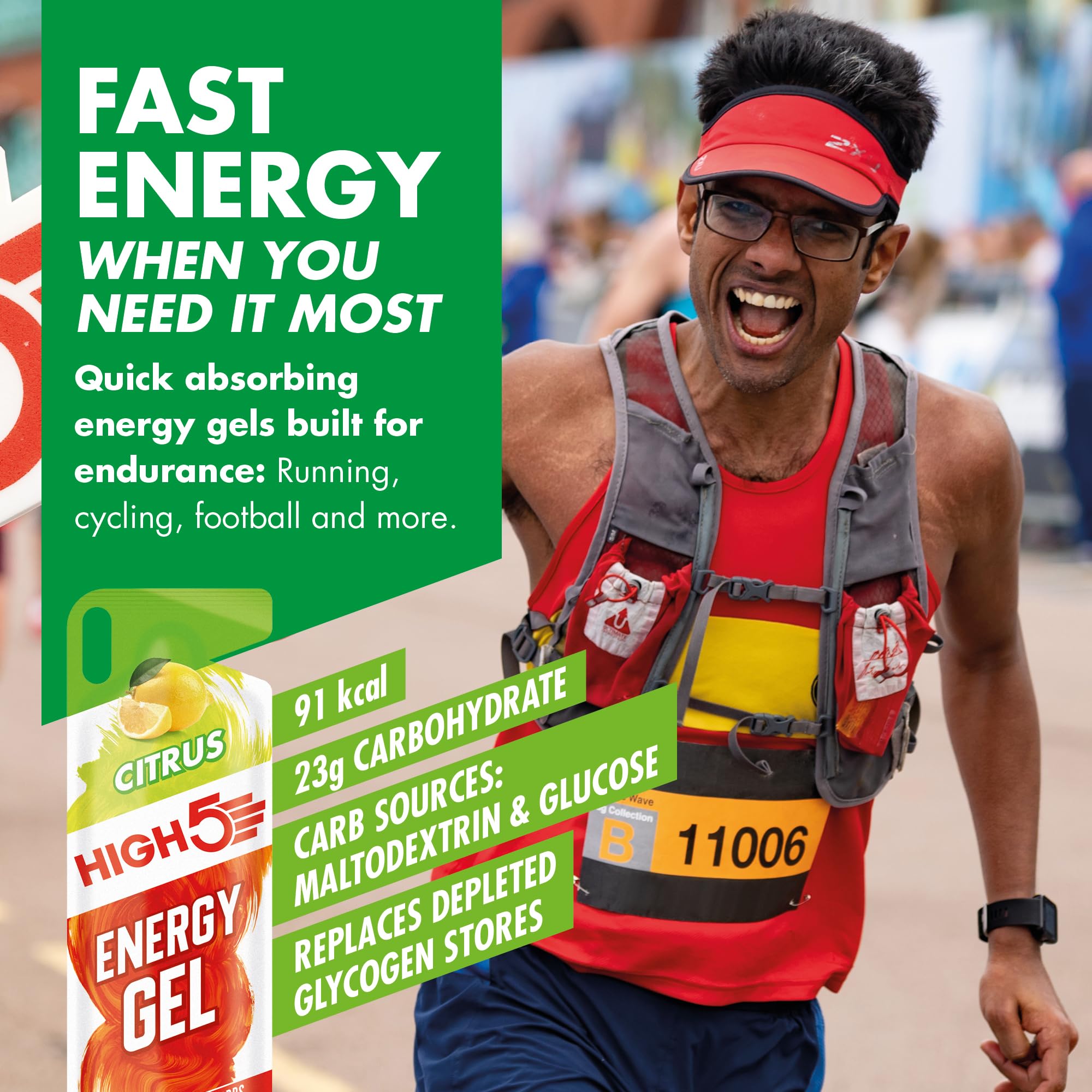 HIGH5 Energy Gel Citrus - Natural Fruit Juice Energy Gel for Endurance Sports (20 x 38g) 9