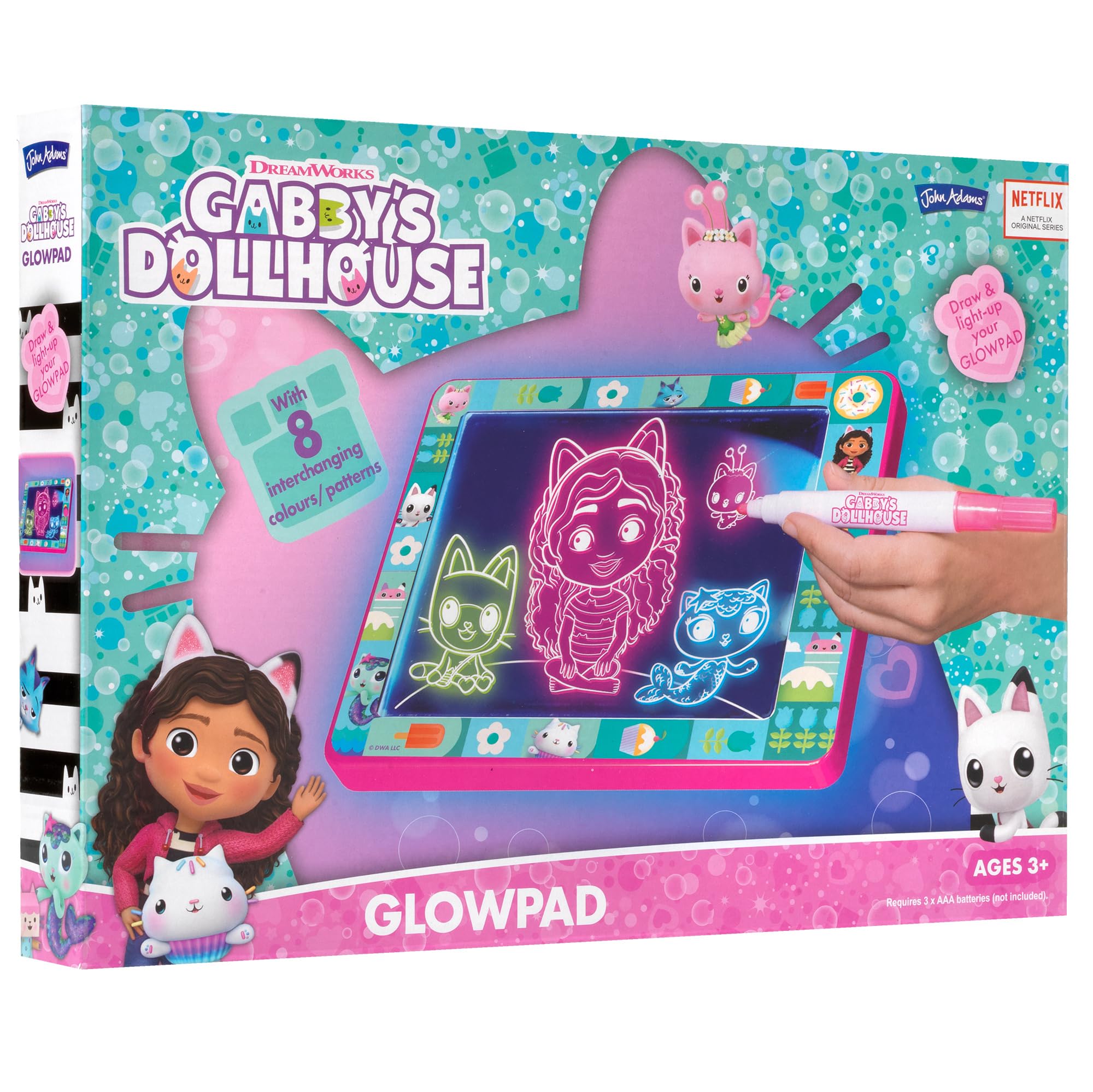 John Adams Gabby's Dollhouse GLOWPAD - Light-Up Drawing Board for Kids 3+