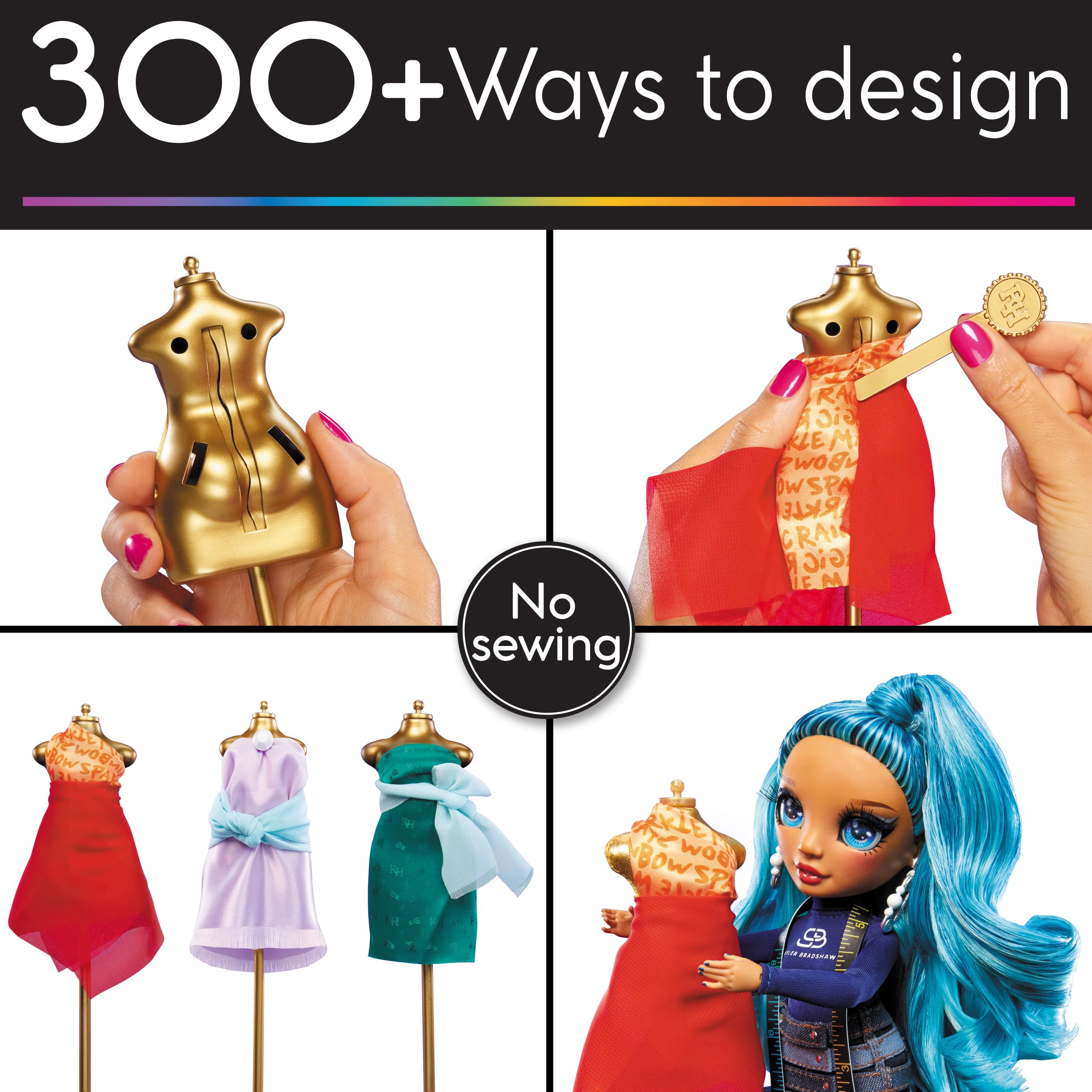Rainbow High Dream & Design Fashion Studio Playset with Skyler Bradshaw Doll - No Sew Fashion Kit for Kids 9
