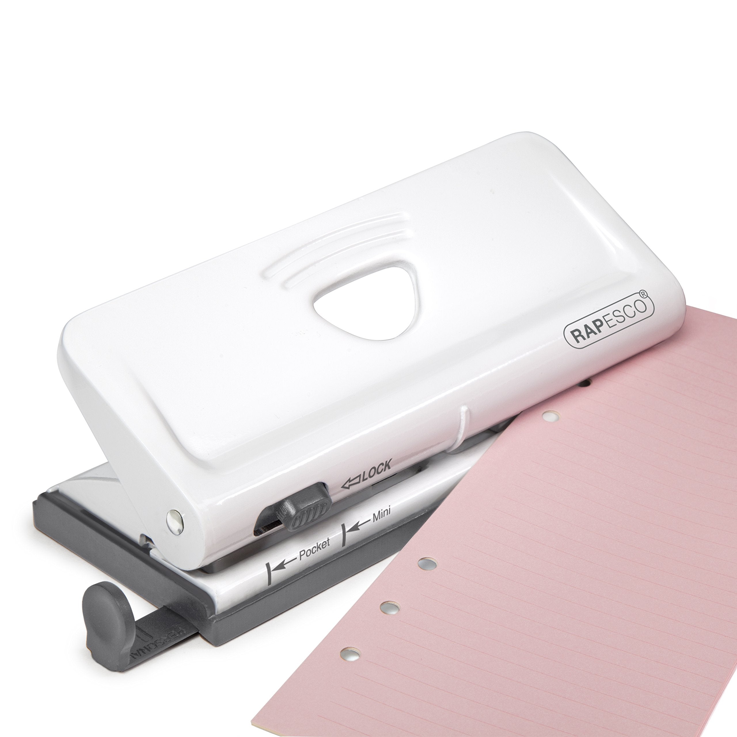 RAPESCO 1321 Adjustable 6-Hole Organiser/Diary Punch - 10 Sheet Capacity | White Metal Chassis