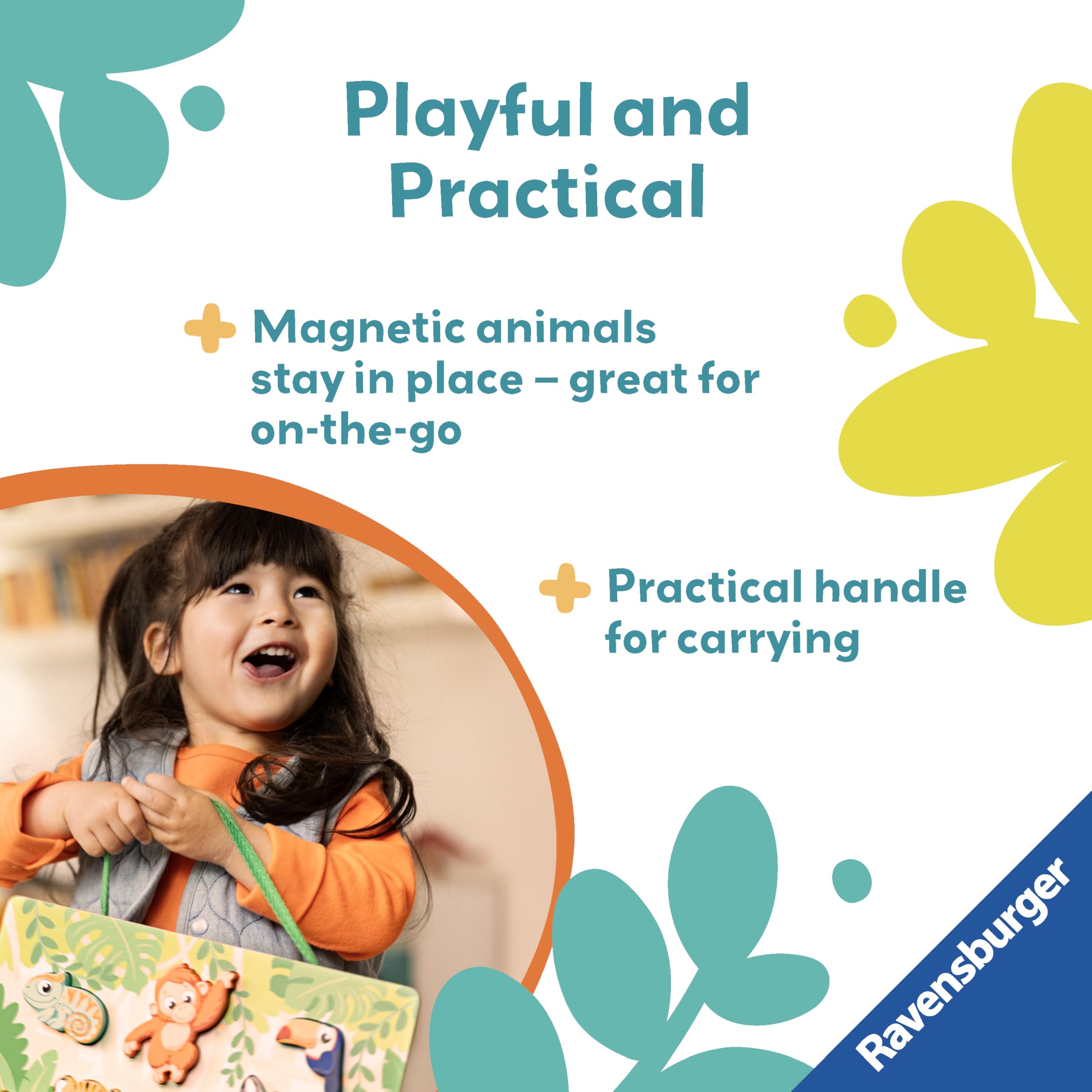 Ravensburger Play+ In The Jungle Touch & Play Wooden Puzzle - 3-in-1 Educational Toy for Toddlers 12 Months+ 6