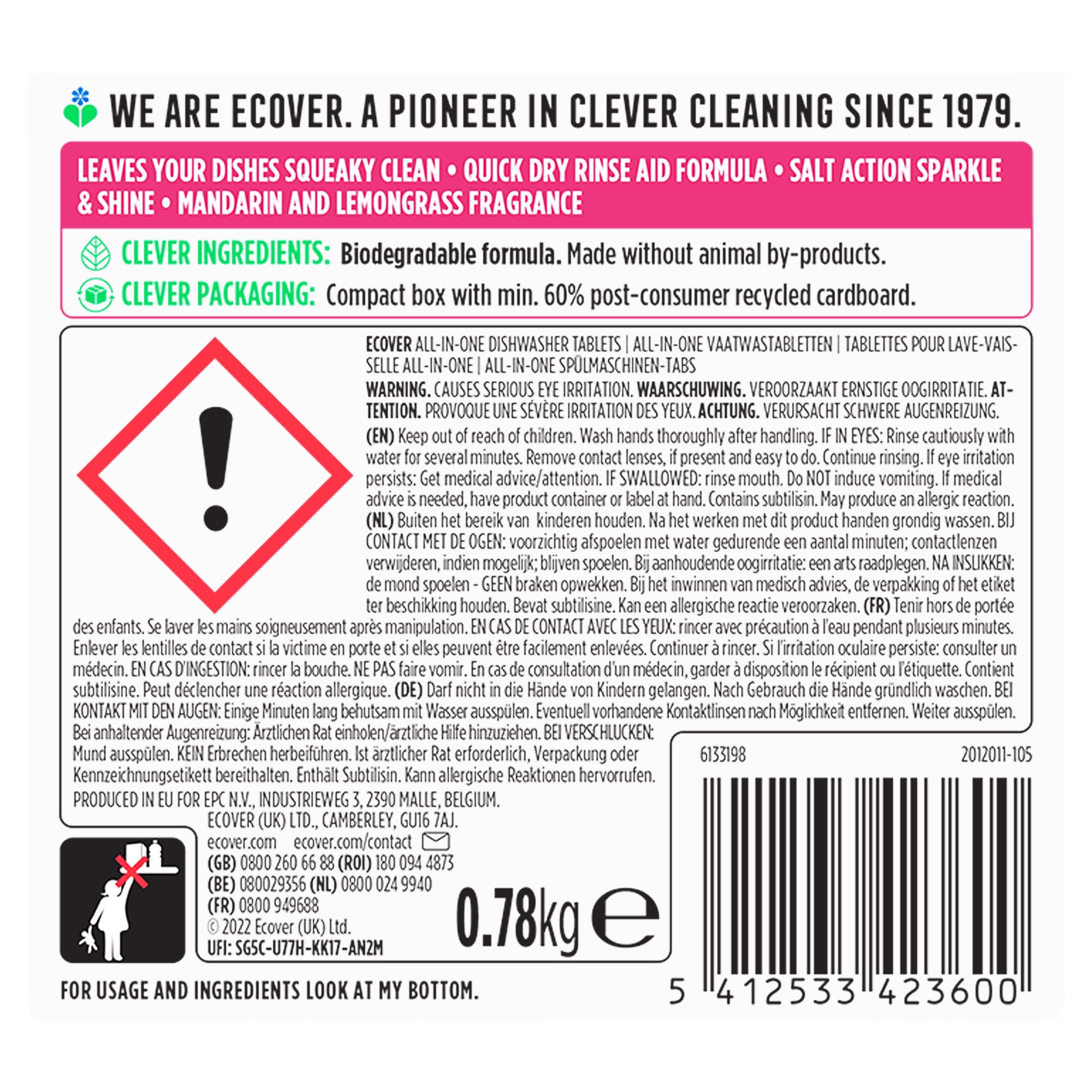 Ecover All-In-One Geschirrspültabs mit Salz und Klarspüler (788 g) 9