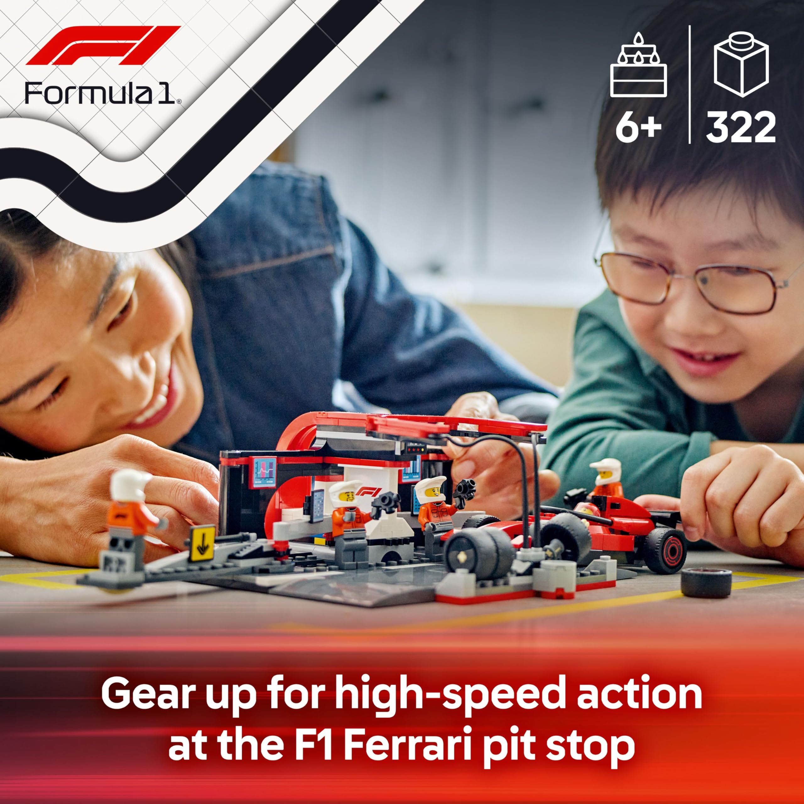 LEGO City F1 Pit Stop & Pit Crew with Ferrari Car Building Set | Model 60443 | Ages 6+