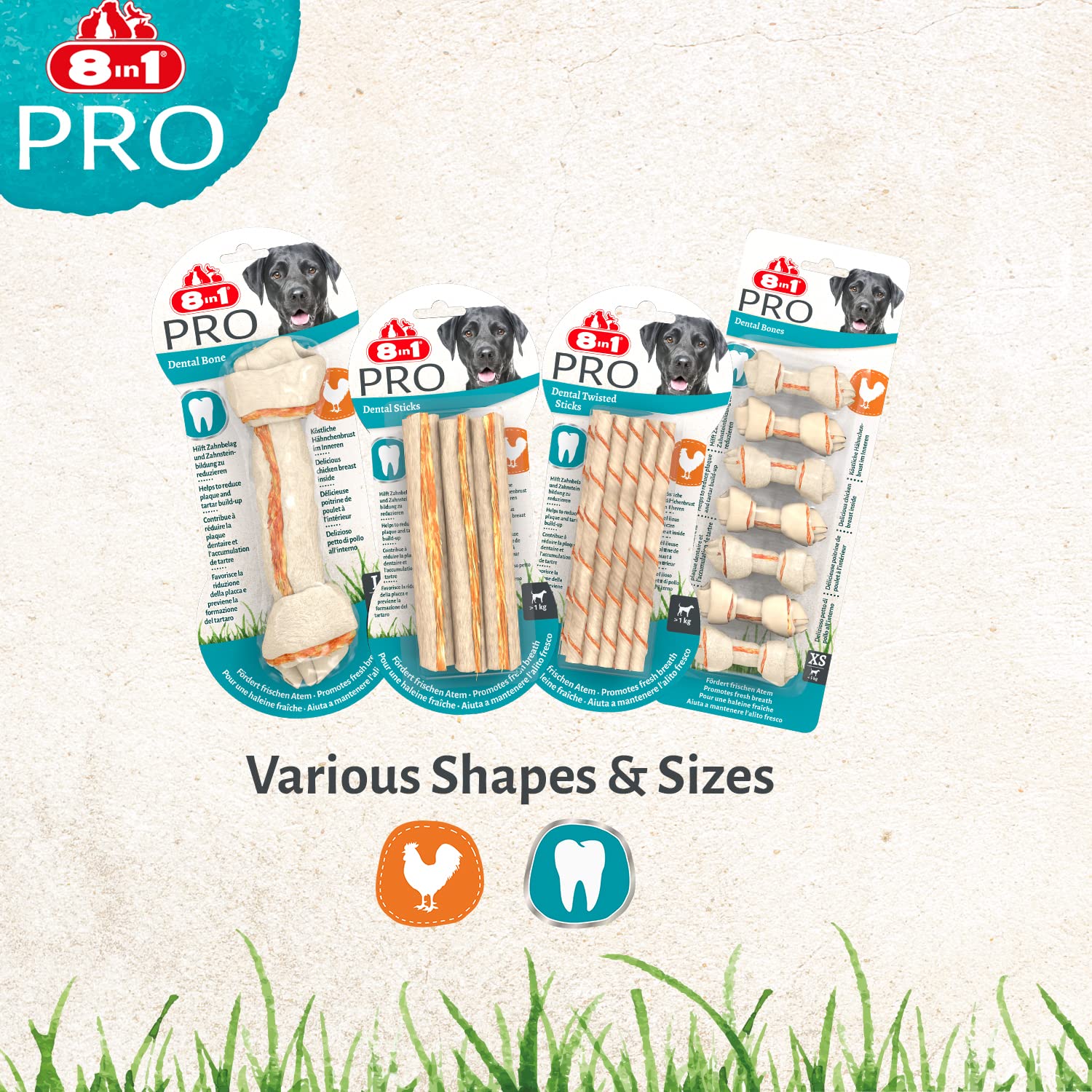 8in1 Dental Delights Bones XS - Chicken & Beef Hide Chew for Plaque Removal | Low Fat Snack 6