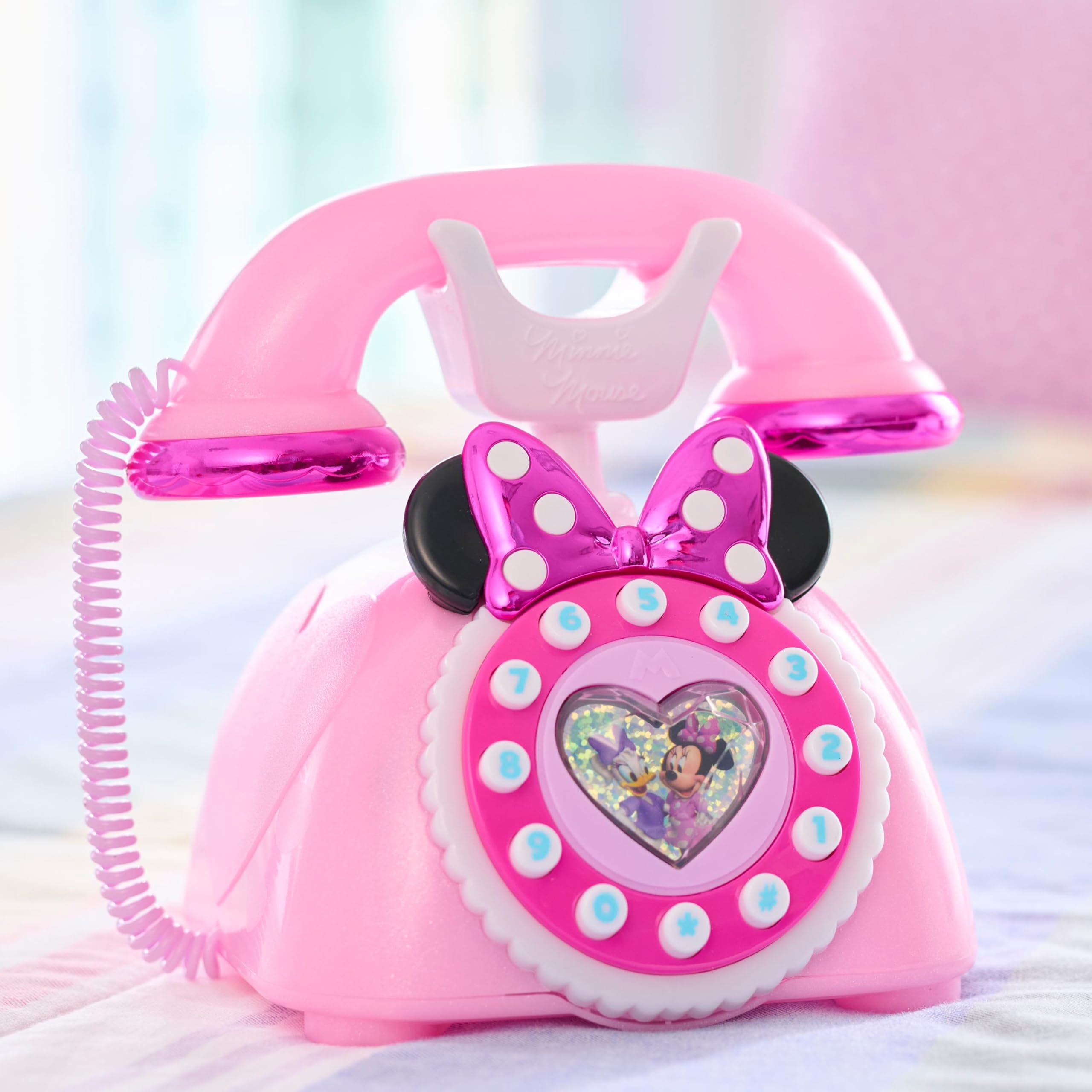 Disney Junior Minnie Mouse Ring Me Rotary Style Phone with Lights - Pretend Play Toy for Kids 3+ 5