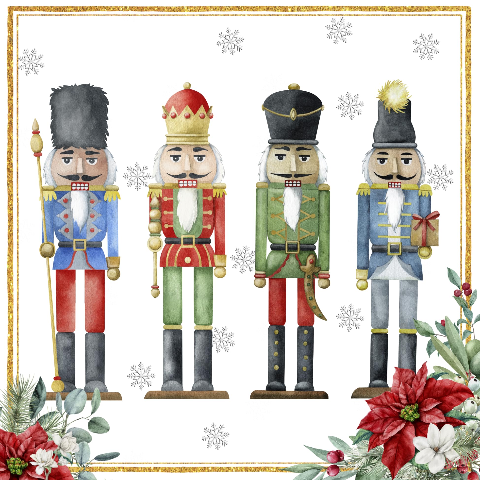 Ti-Flair Christmas Quartet of Nutcrackers 3-Ply Lunch Napkins 33cm