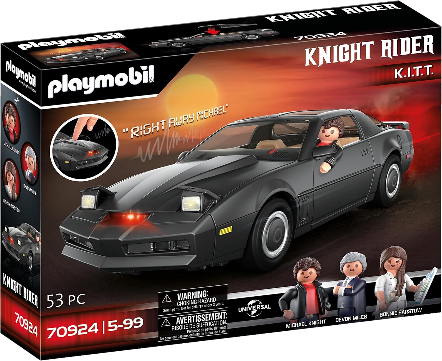 Playmobil 70924 Knight Rider - K.I.T.T. Car Playset with Light & Sound Features