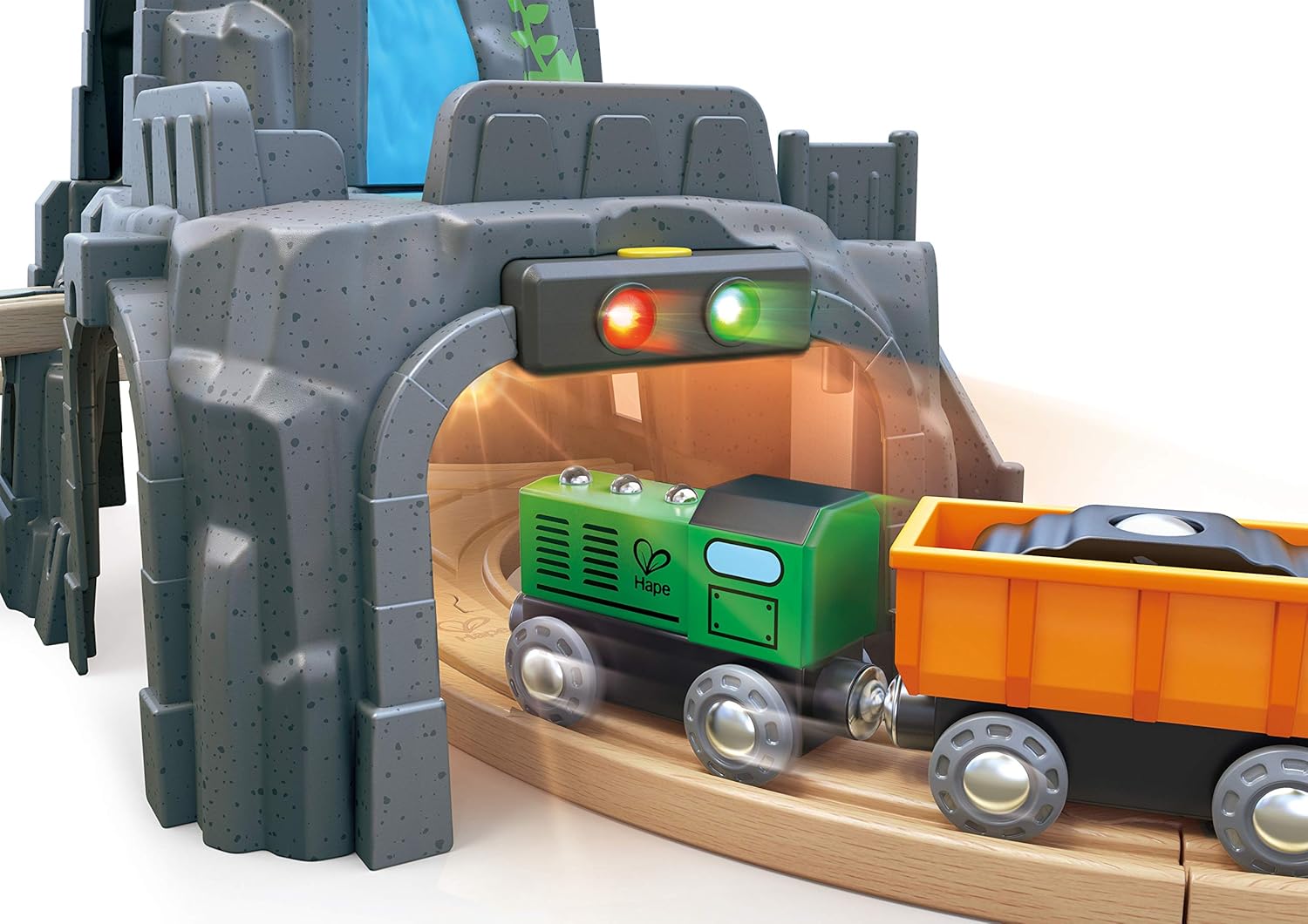 Hape E3739 Light and Sound Mountain Tunnel - Wooden Train Accessory for Ages 3+ 6