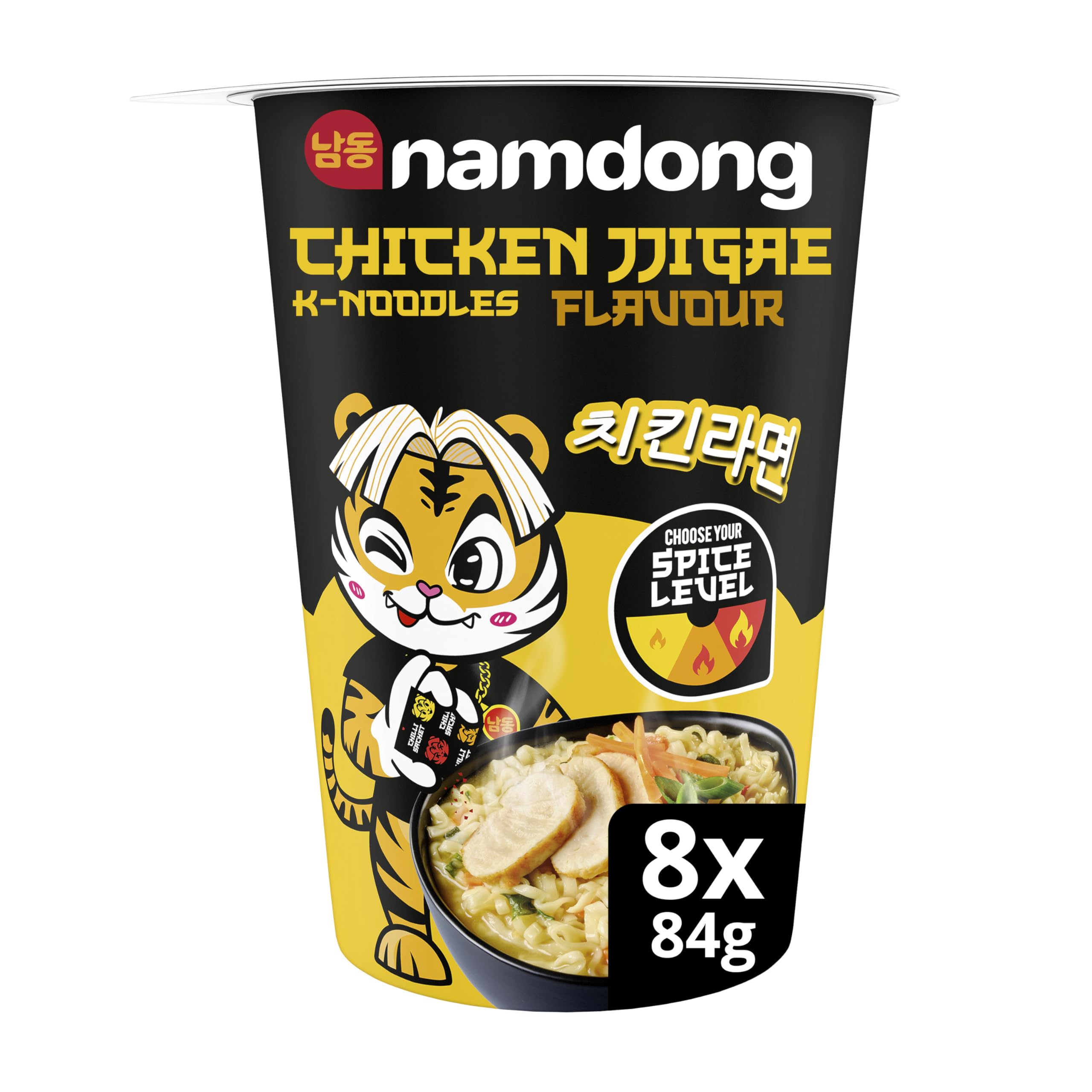 Namdong Chicken Jjigae Noodle Pot - Korean-Style Instant Noodles with Spicy Chilli Sachet