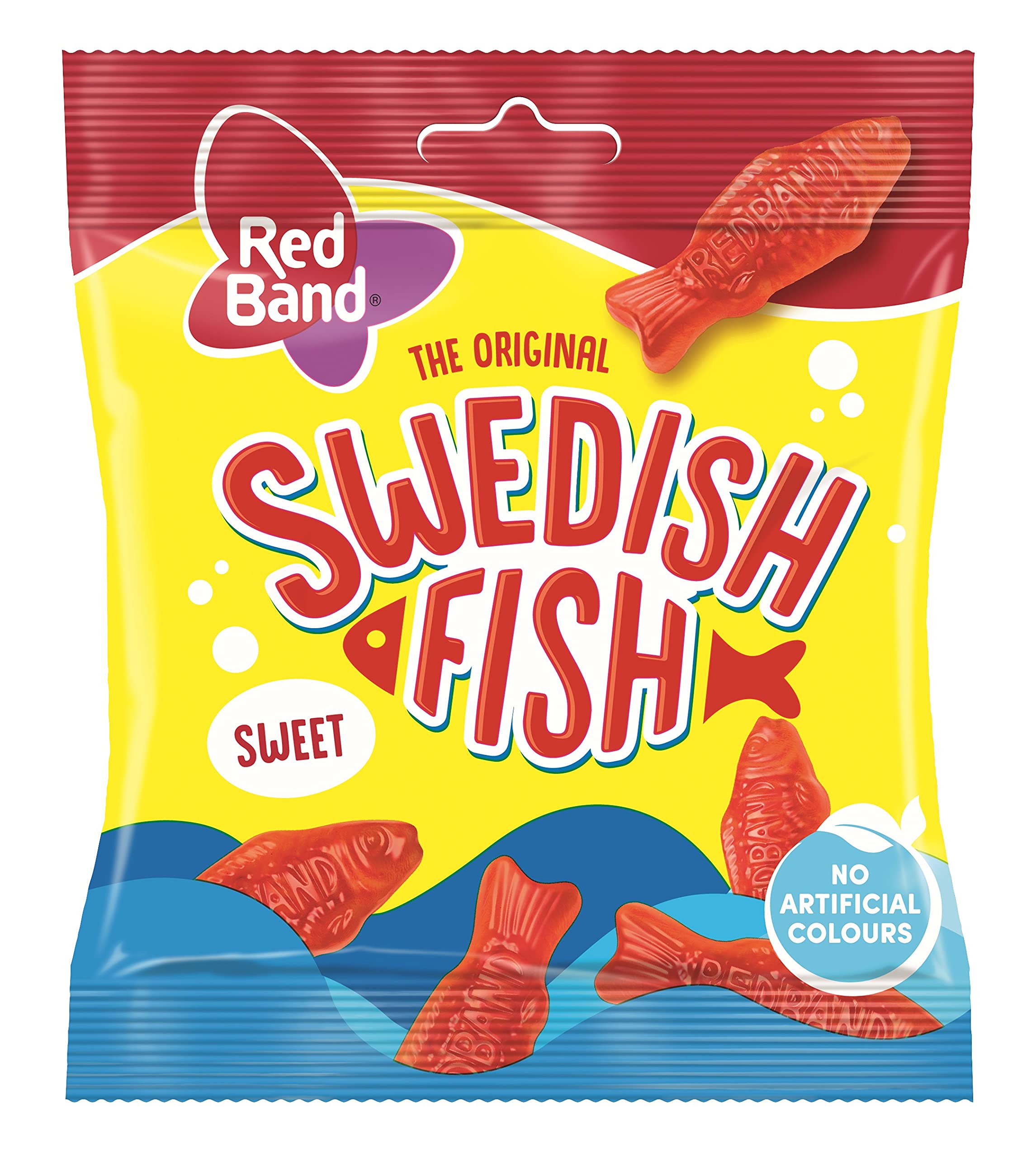 Red Band Swedish Fish Sweet Kaubonbons mit Himbeergeschmack, 100 g