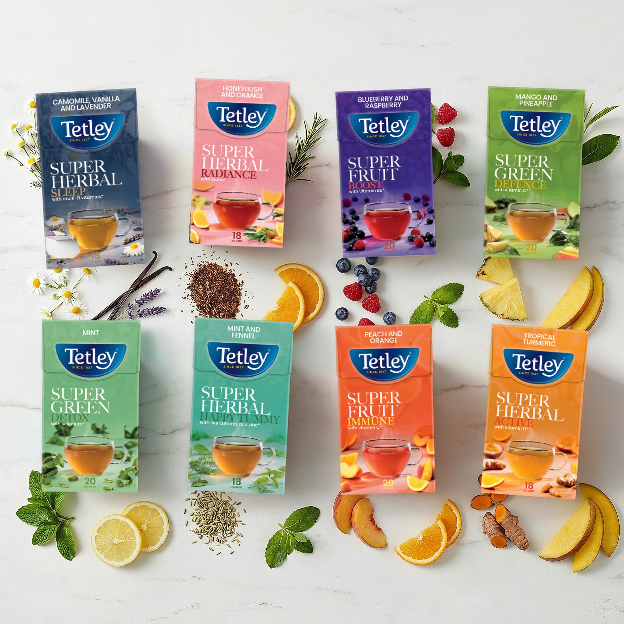 Tetley Super Green Tea Immune Tropical Teabags - 20 Count | Vitamin C Added 6