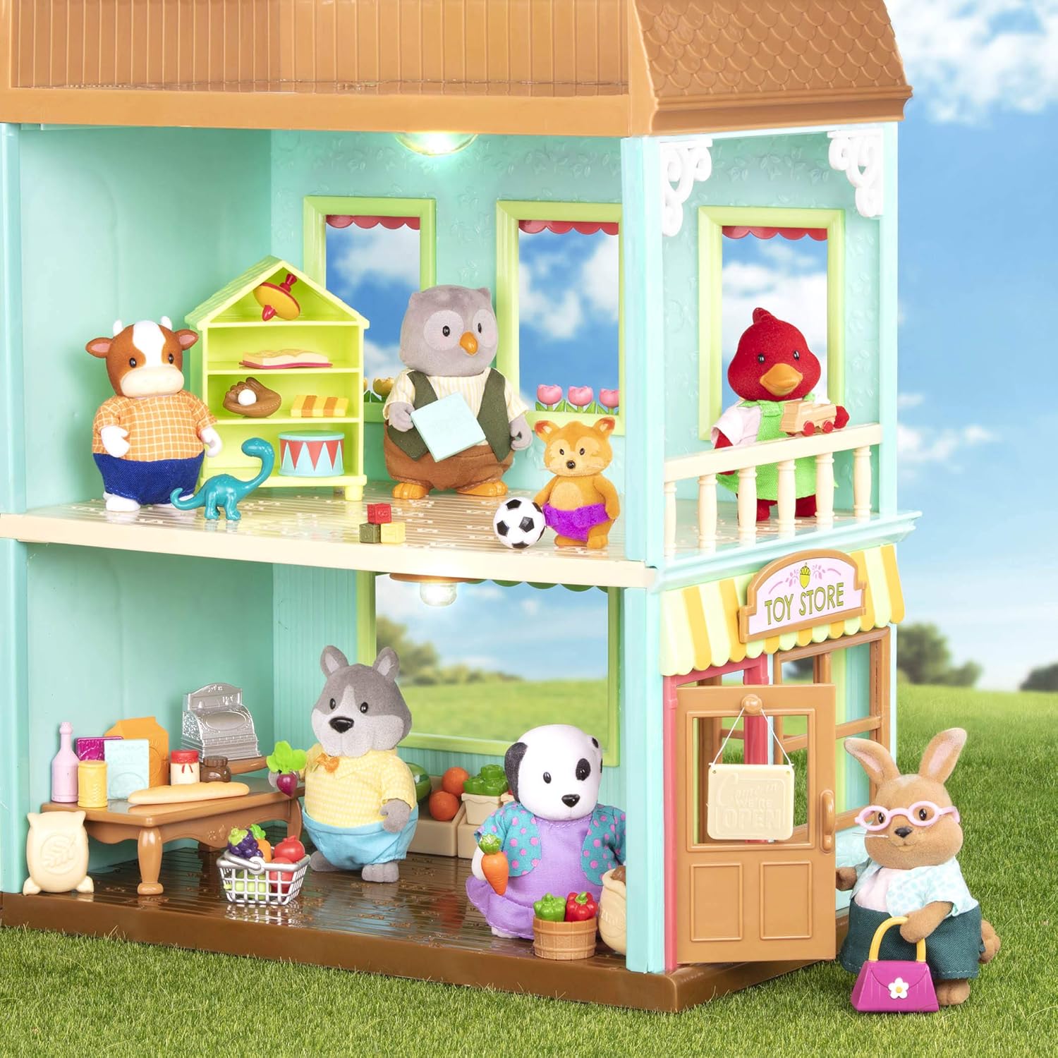 Li'l Woodzeez Cottonball Rabbit Family - 7-Piece Movable Figurine Set with Interchangeable Outfits 5