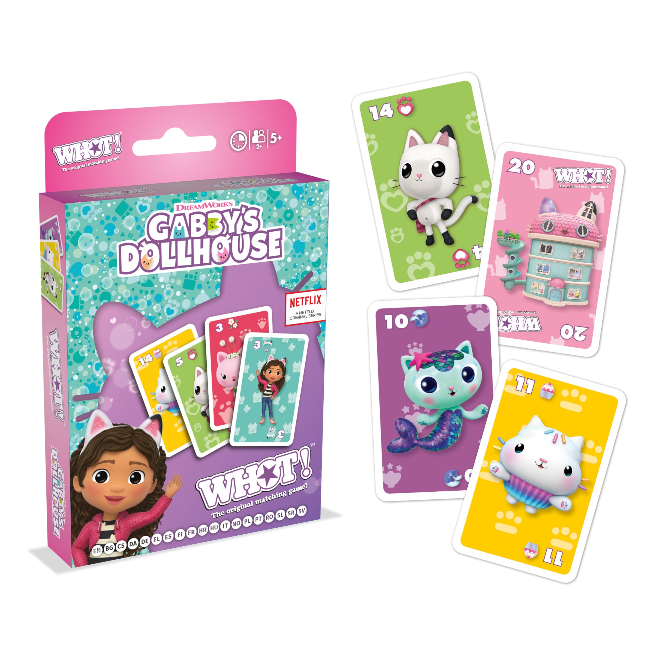 Waddingtons Number 1 Gabby's Dollhouse WHOT Card Game - Travel Size | Ages 5+ | English/French