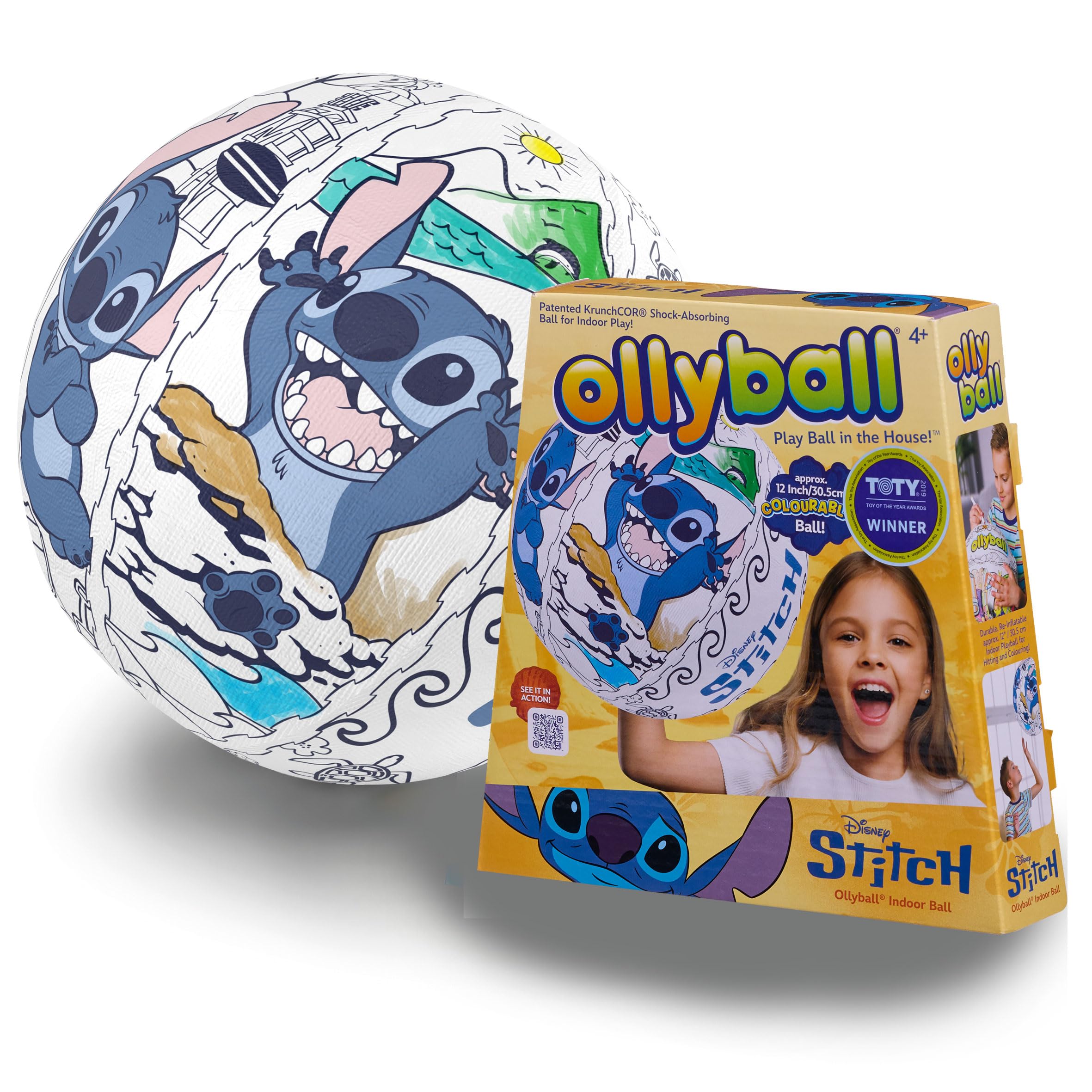 Disney Stitch Ollyball - Color-In Indoor Play Ball for Kids 4 Years and Up