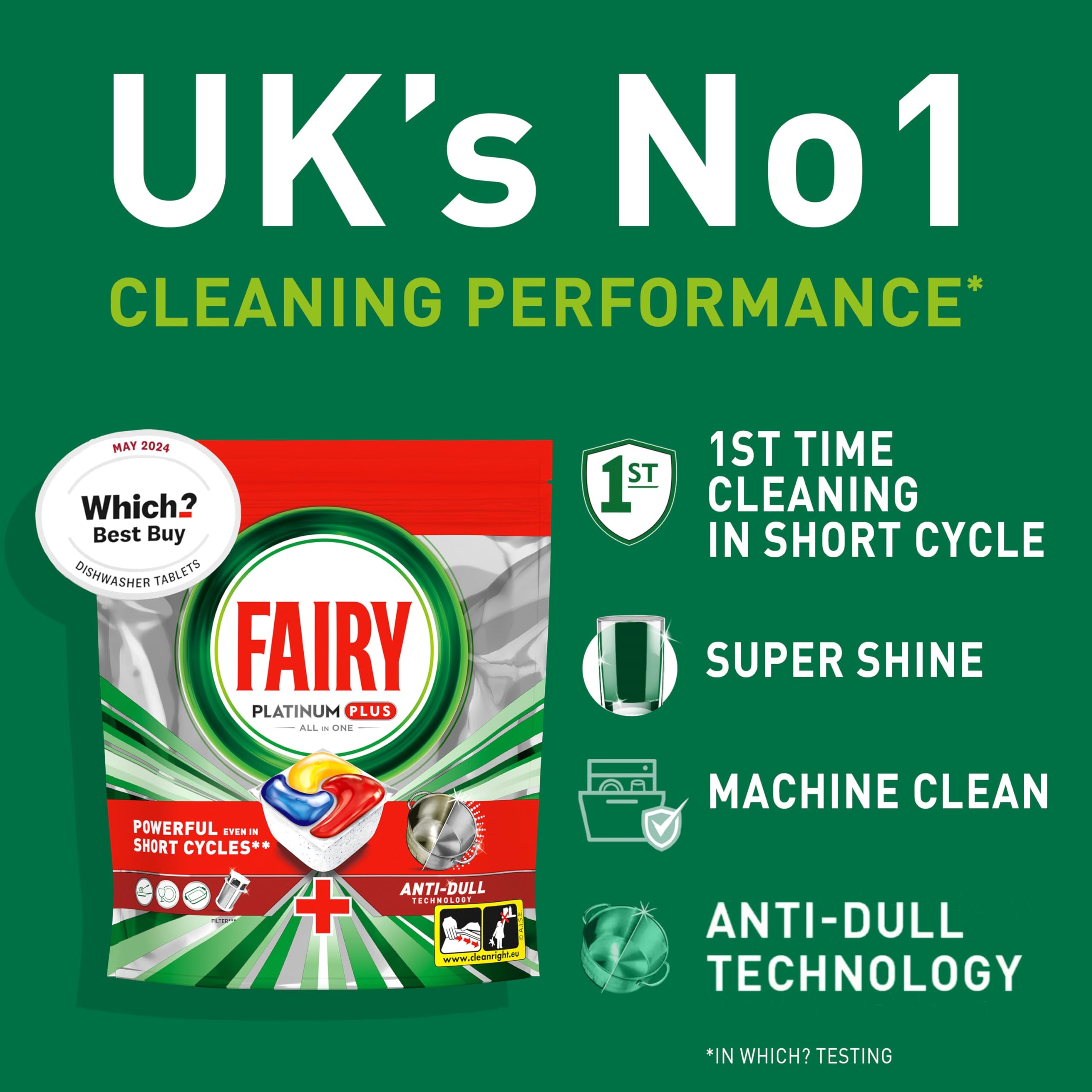 Fairy Platinum Plus Complete Dishwasher Tablets, 40 Tablets, Lemon, With Anti-Dull Technology 8