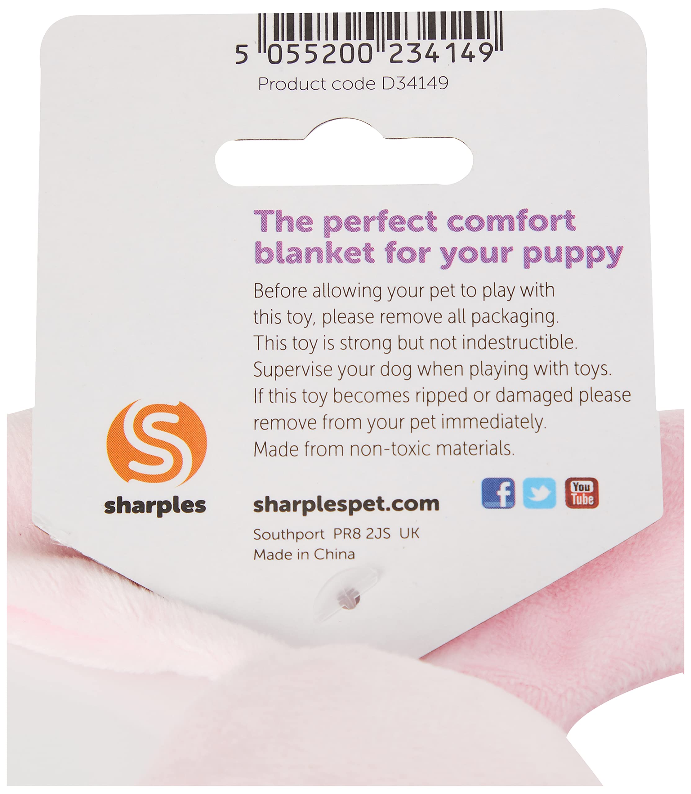 Sharples Puppy Character Head Plush Squeaker Blanket | Pink | Polyester Blend 4