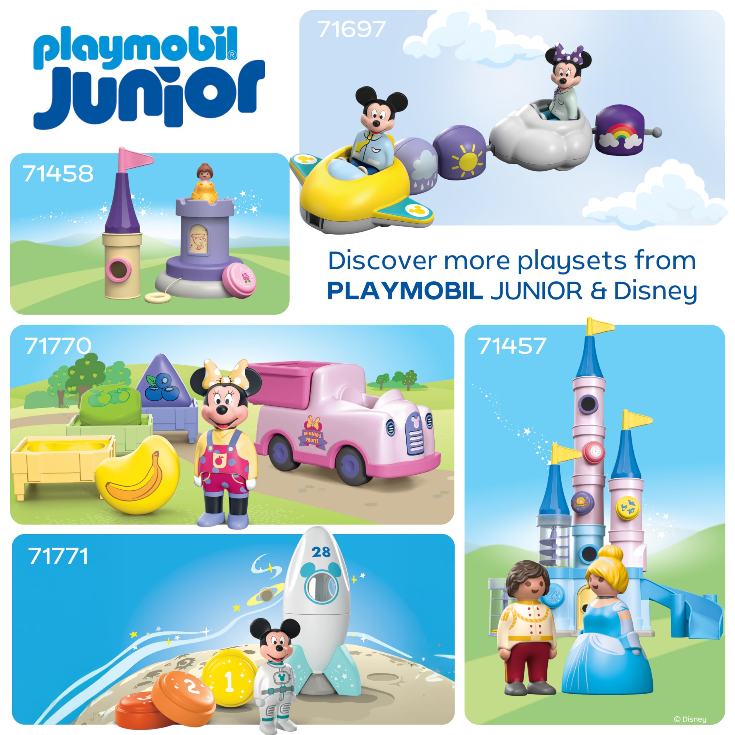 Playmobil JUNIOR Disney Mickey Mouse Rocket & Space Adventure Playset - Educational Stacking Toy for Toddlers 6