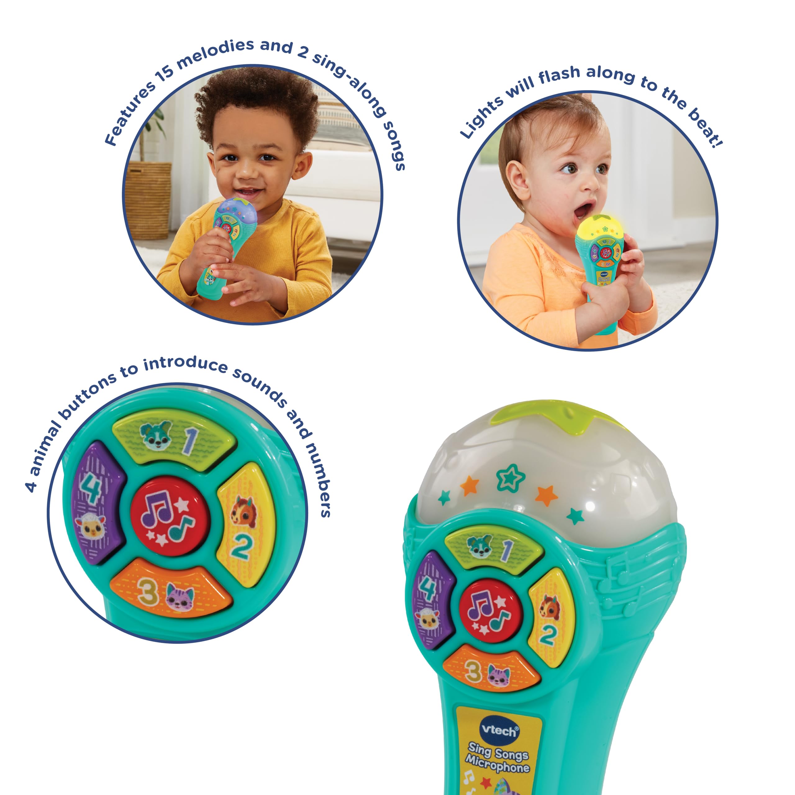VTech Baby Sing Songs Microphone - Interactive Sound Toy for Ages 12-36 Months | 15 Melodies