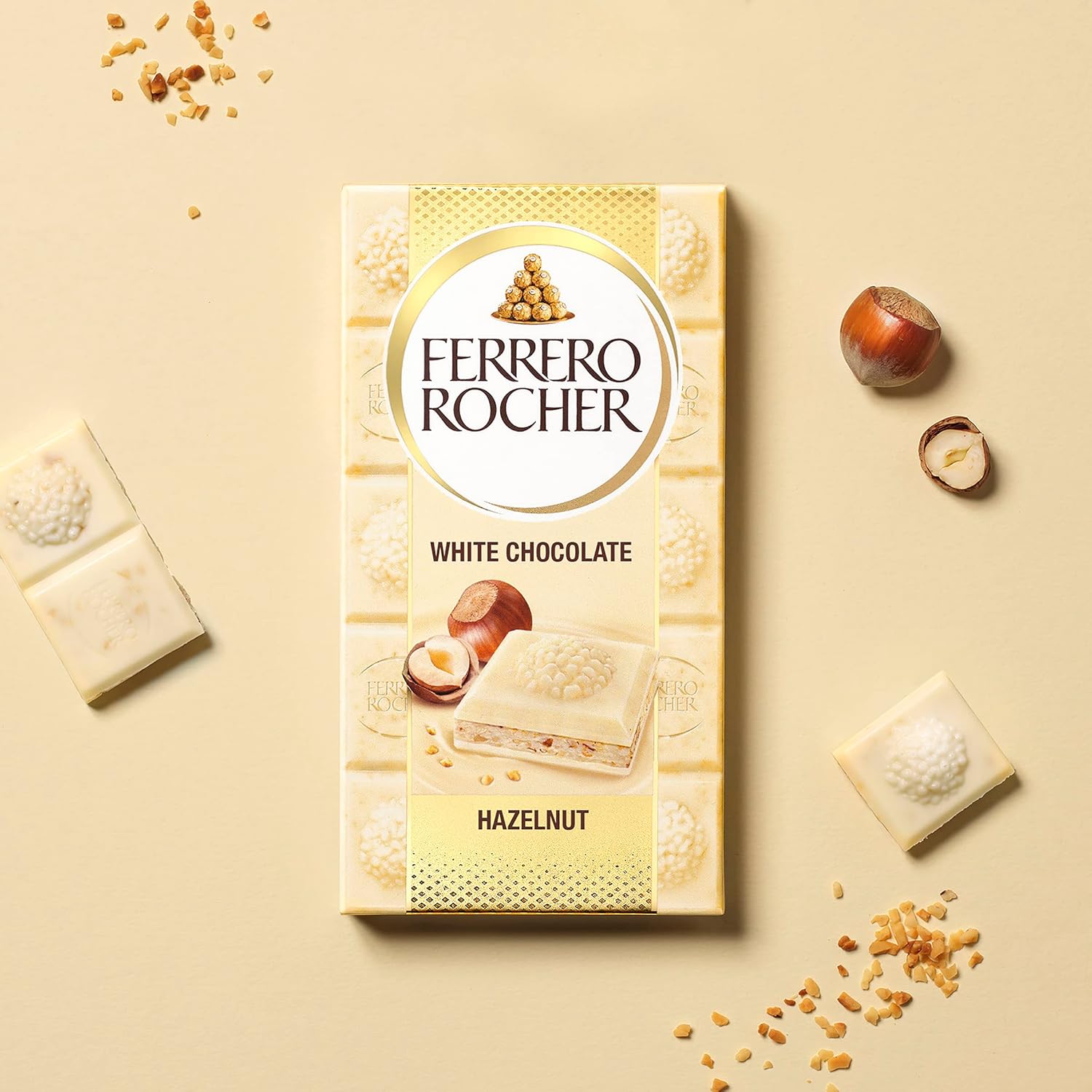Ferrero Rocher White Chocolate Bar with Crunchy Hazelnuts - Chocolate Gift Snack 90g 7