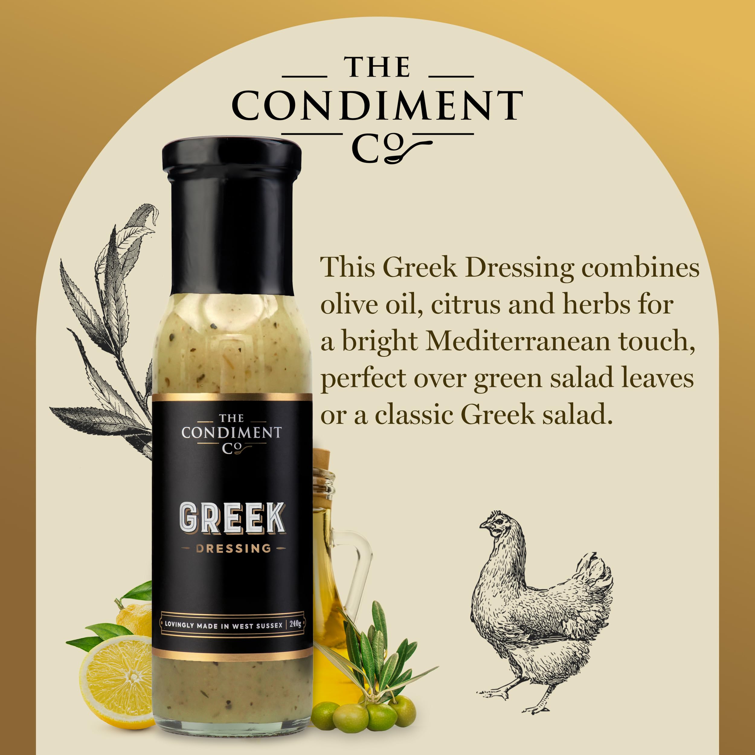 The Real Condiment Company Griechisches Dressing 240 g – Olivenöl- und Zitruskräuter-Vinaigrette 4