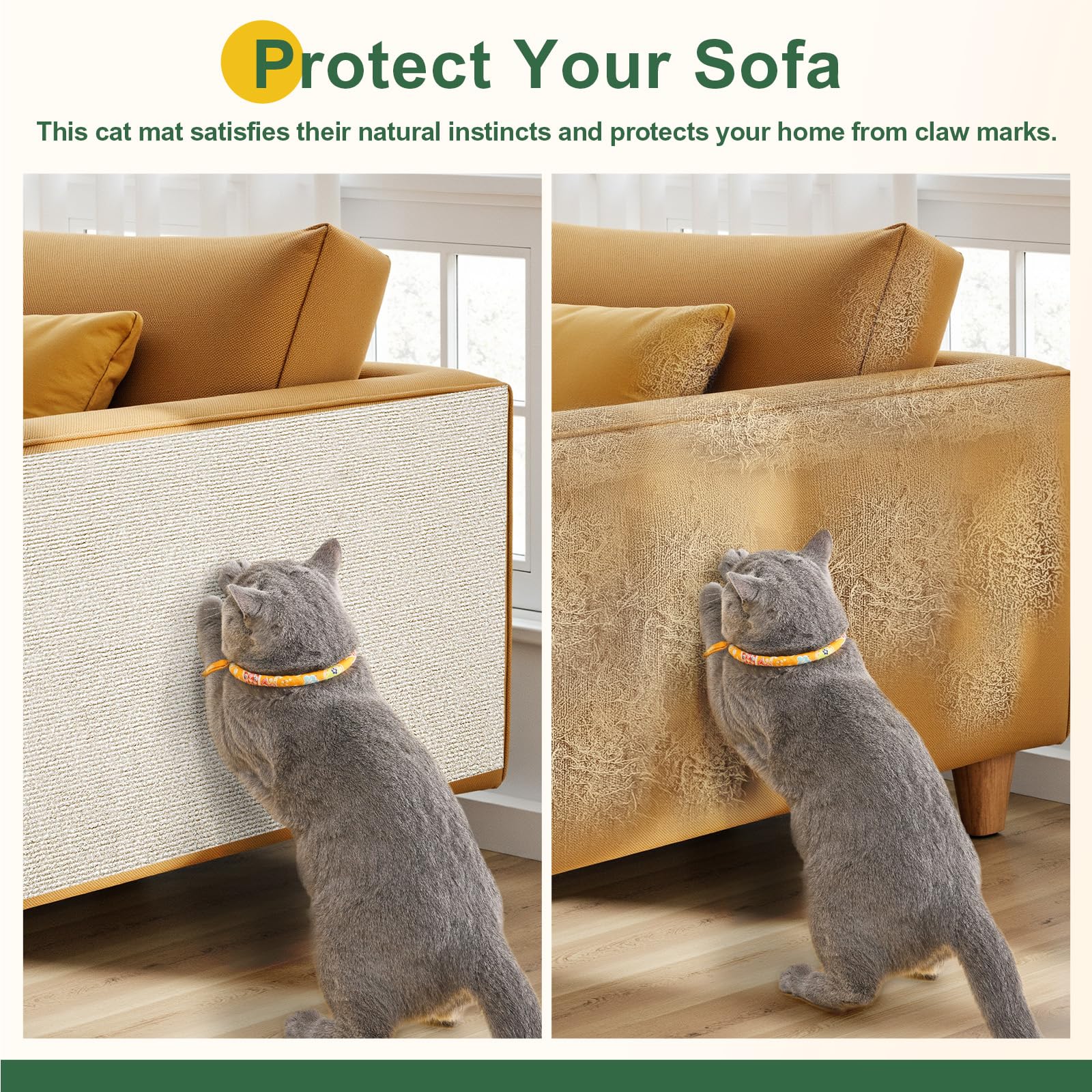 Gimars Self Adhesive Cat Scratching Mat - Thickened, DIY Cuttable, Beige | 200 x 40cm | Pack of 2 5