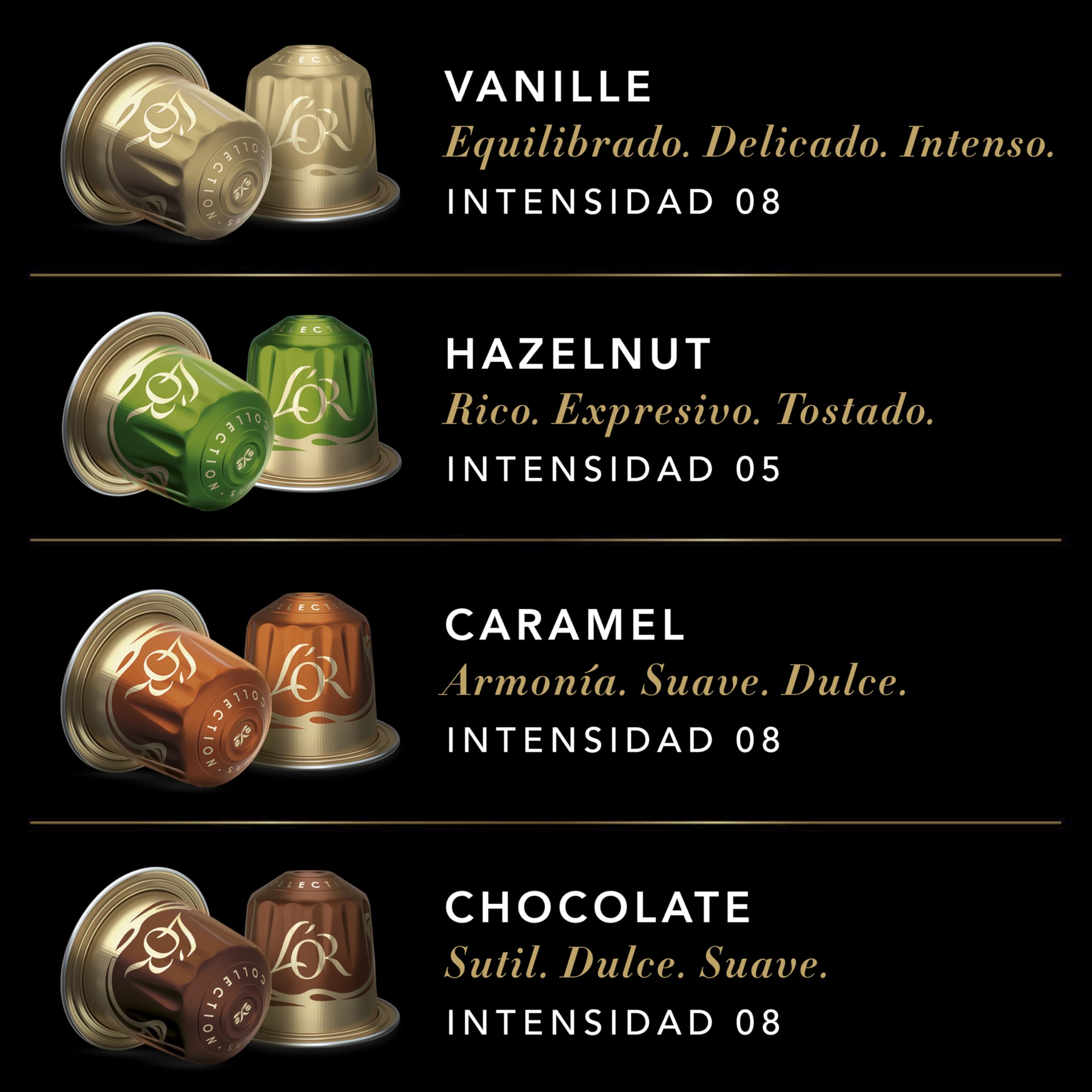 L'OR Espresso Aromen-Vielfaltspaket x40 - Vanille, Haselnuss, Karamell, Schokolade - Nespresso®-kompatibel 4