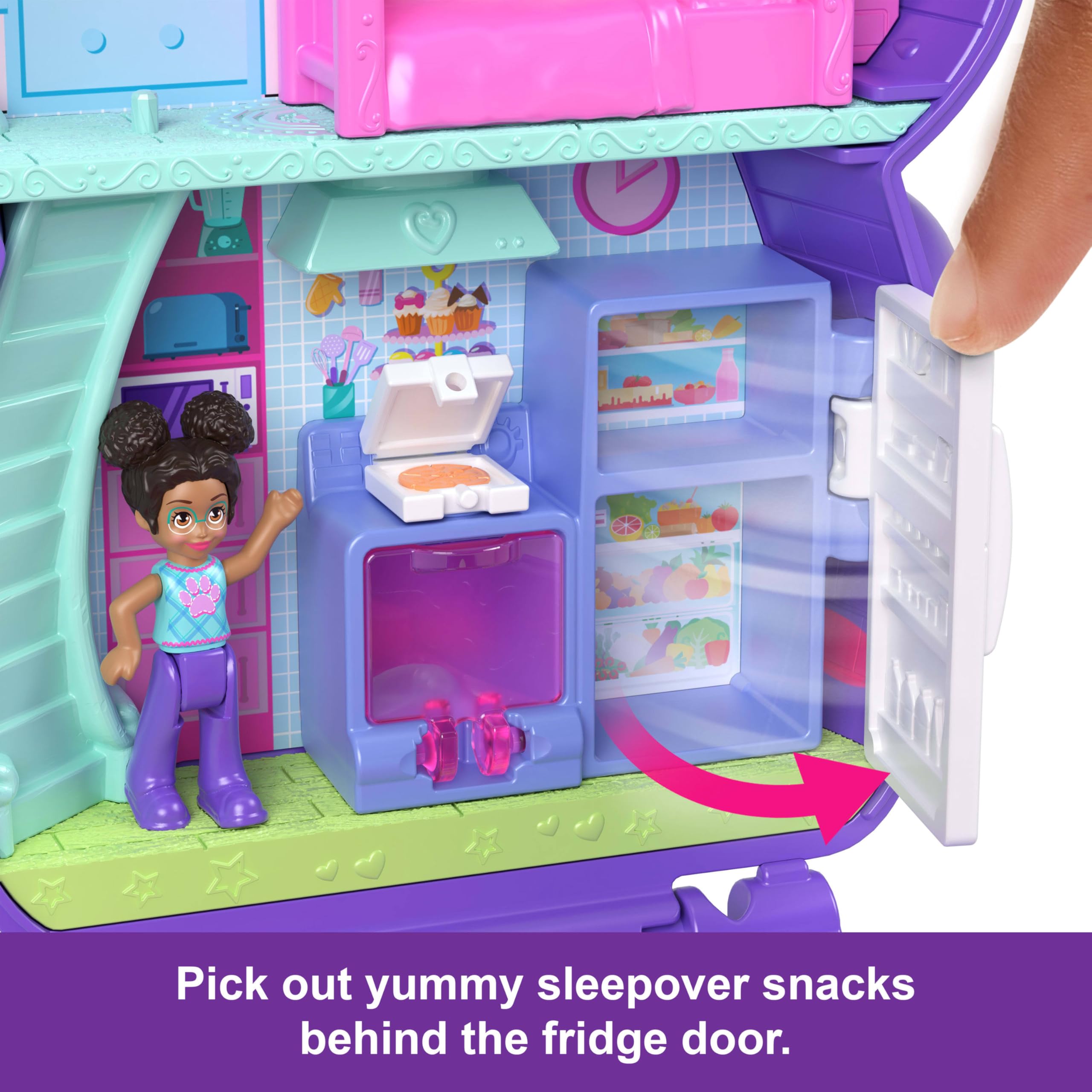 Polly Pocket Sleepover Puppy Compact Playset - 10 Accessories & 2 Pet Dogs, Ages 4+ 5