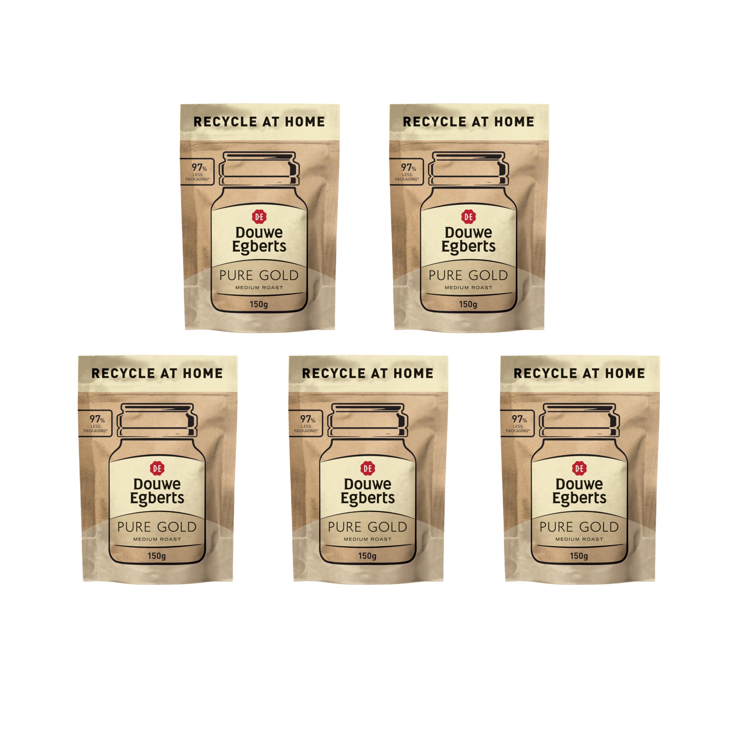 Douwe Egberts Pure Gold Instant Coffee Refill 150G (Pack of 5, 750G Total)