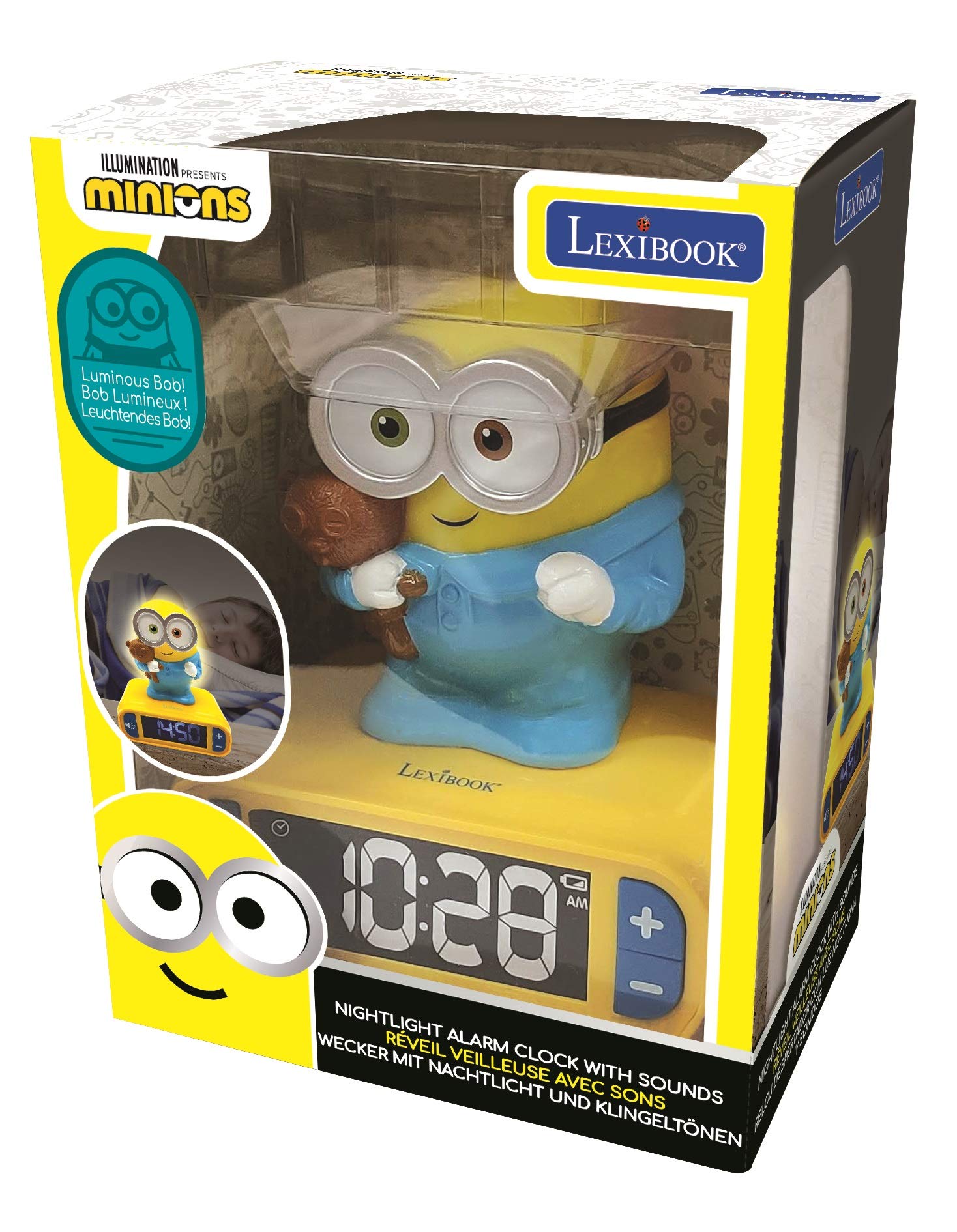 Lexibook Minions Digitaler Wecker mit Nachtlicht – Bob-Leuchtfunktion, Schlummerfunktion und Soundeffekte 8