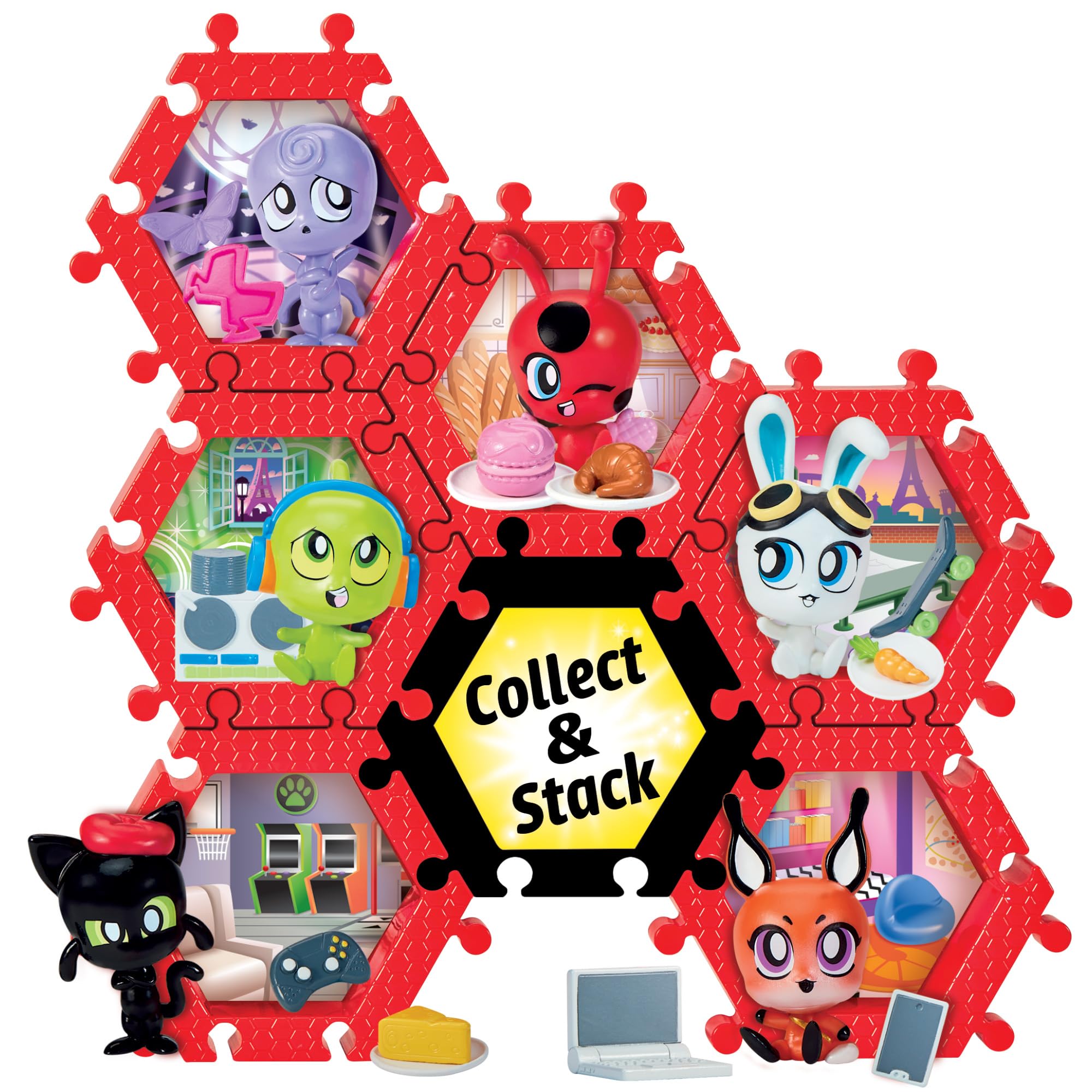 Bandai Miraculous Shack Stack Surprise - Ladybug & Cat Noir Chibi Figure with Accessories 8