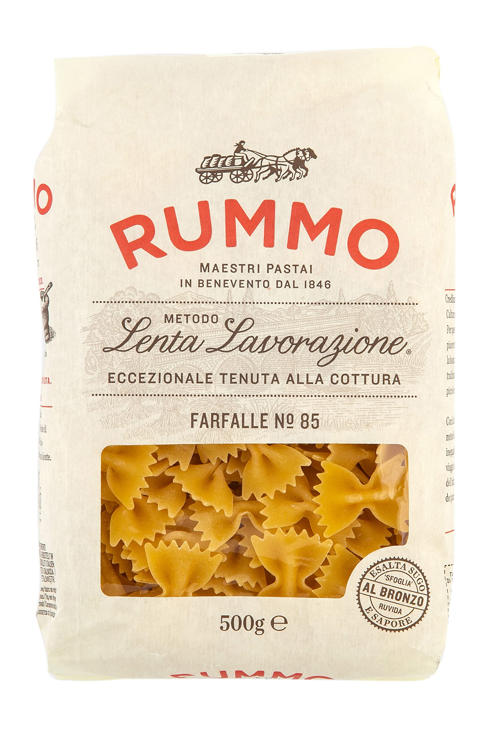 Rummo Farfalle Pasta No.85 - Organic Durum Wheat Semolina, Butterfly Shape | 500 g