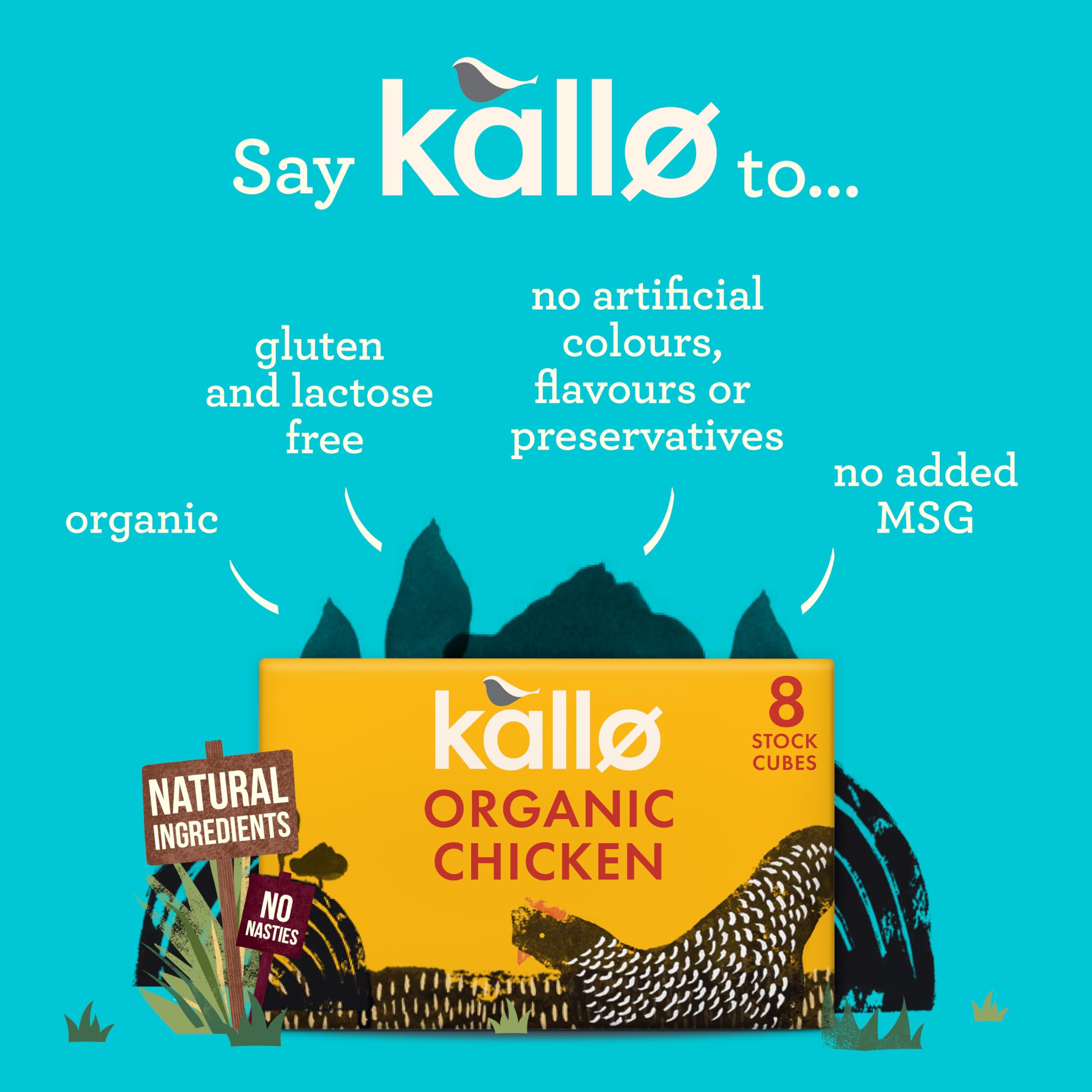 Kallo Organic Chicken Stock Cubes, Gluten Free & Coeliac Friendly, 96-Pack (12 x 8) 6