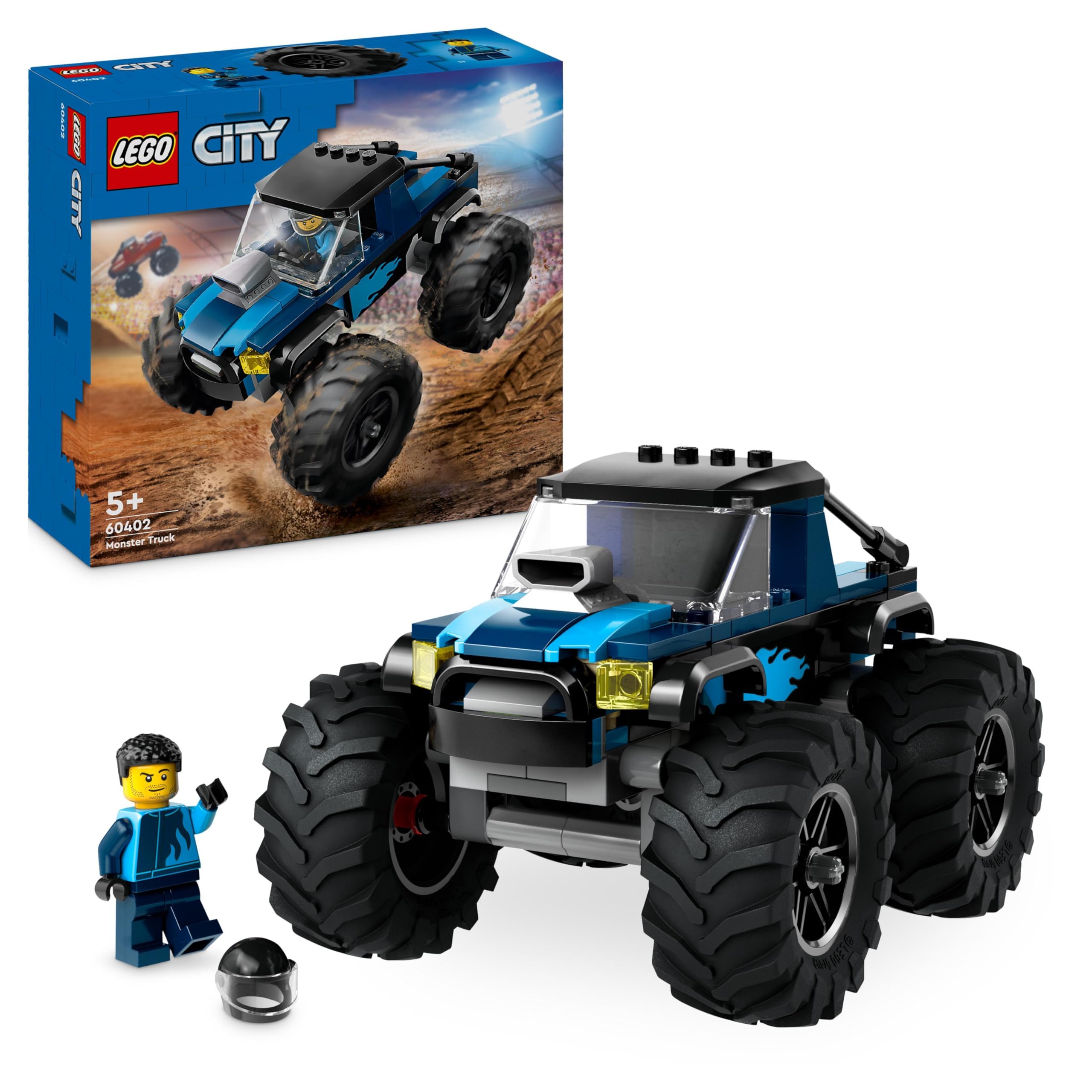 LEGO City Blue Monster Truck 60402 - Building Set with Driver Minifigure for Ages 5+