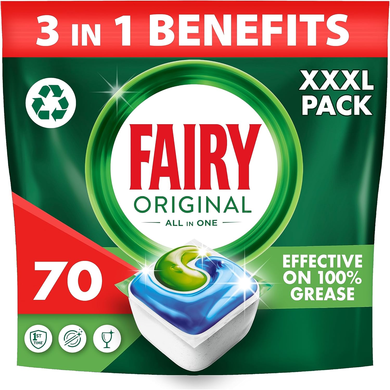 Fairy Original All-in-1 Dishwasher Tablets (70 Tablets)