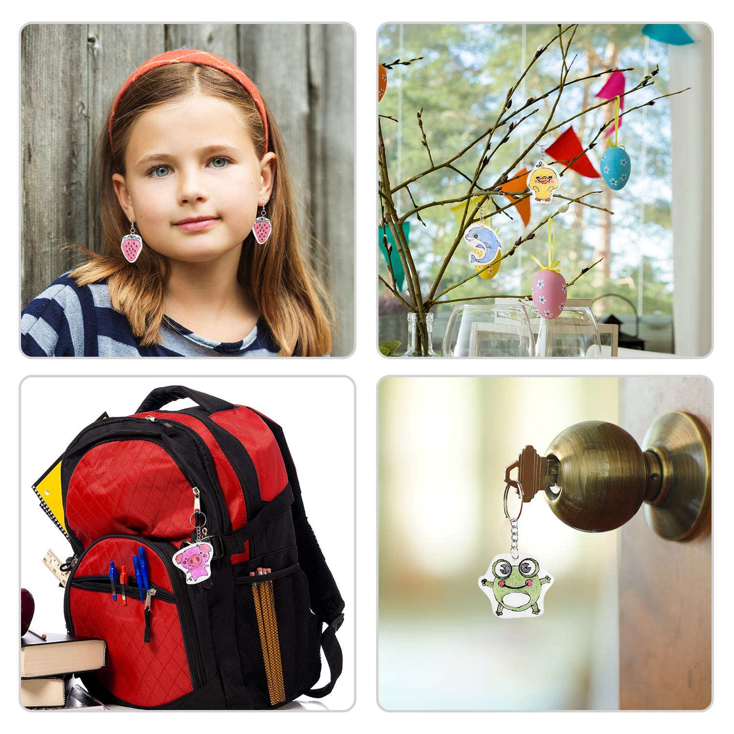 ASTARON 181Pcs Shrinking Plastic Sheets Kit - DIY Craft Kit for Keychains, Earrings & Jewelry for Kids & Adults 7