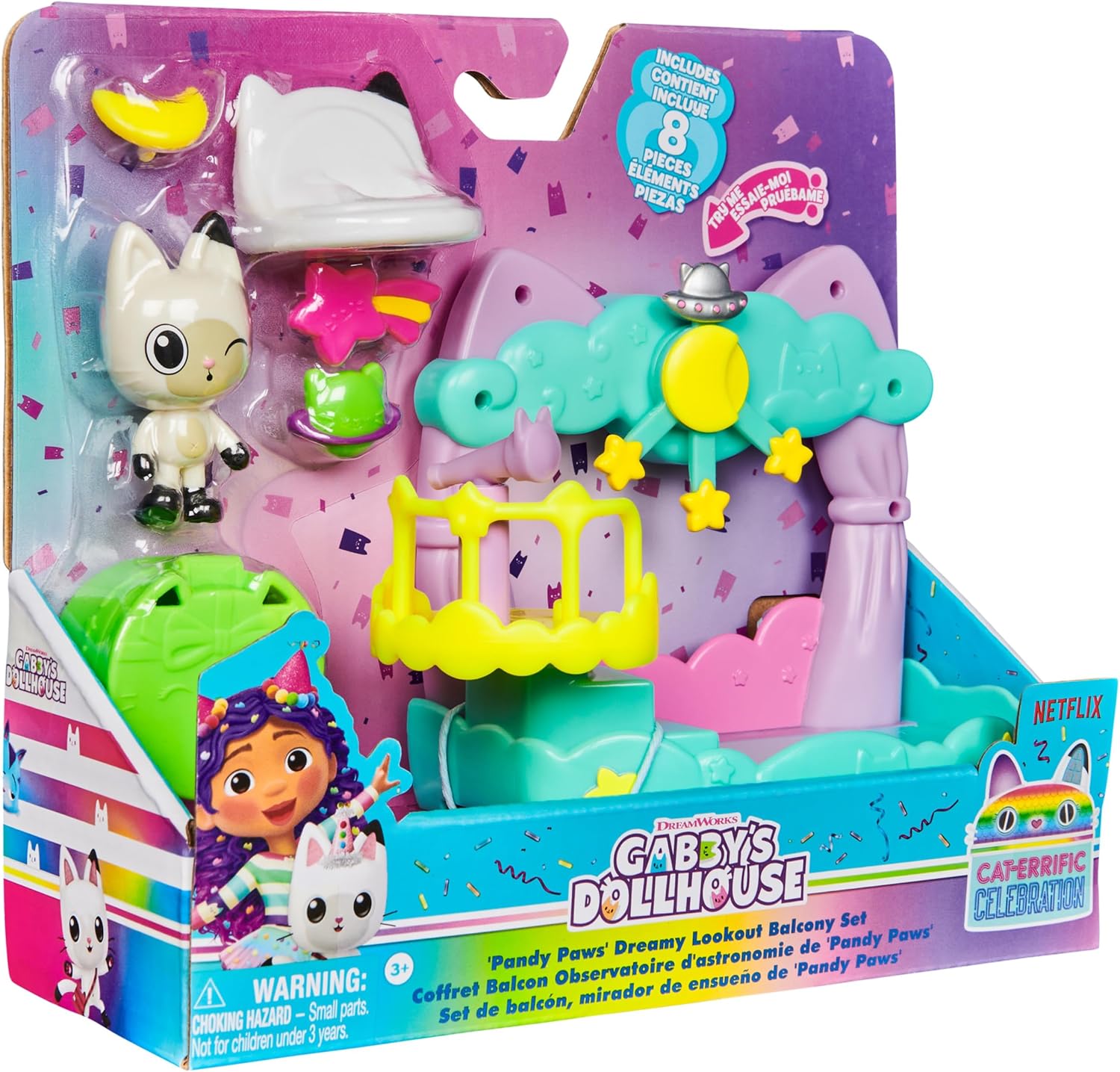 Pandy Paws Dreamy Balcony Playset - 8-Piece Dollhouse Toy with Figure & Accessories 5