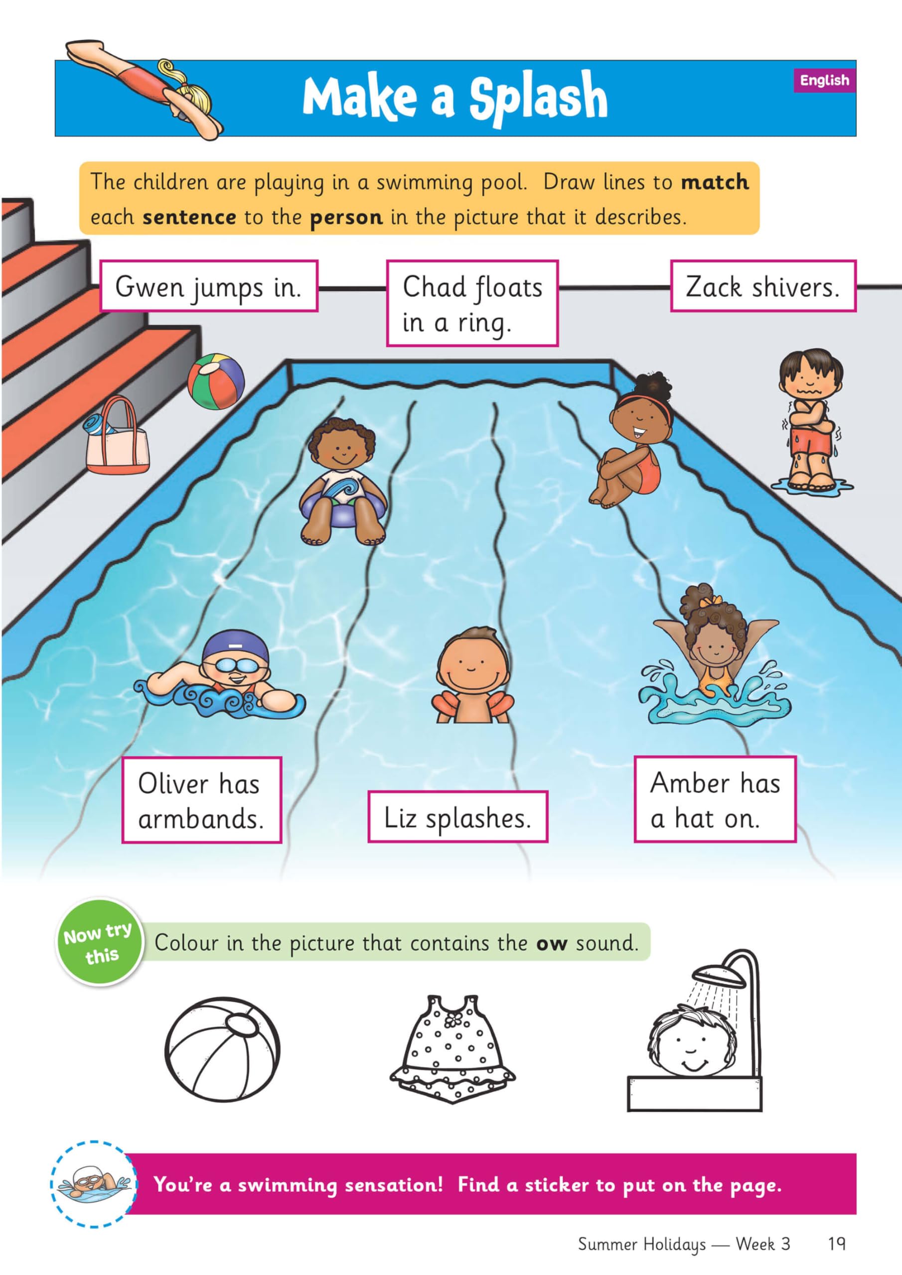 CGP Summer Holidays Activity Workbook - Reception to Year 1 Transition | 64 Pages | English 3
