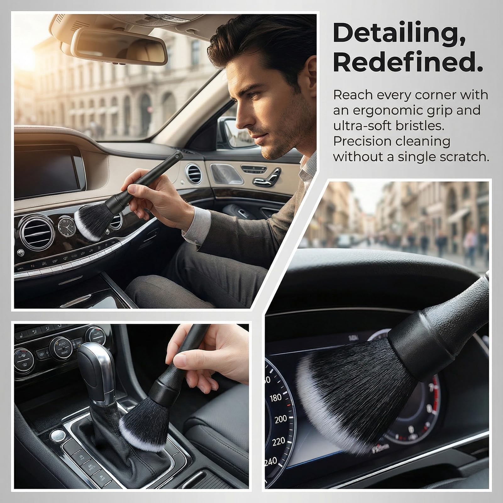 Admygo Car Detailing Brush - Ultra Soft PPS+PET Bristles | Metal-Free | Ergonomic Grip | 1 Pack 4