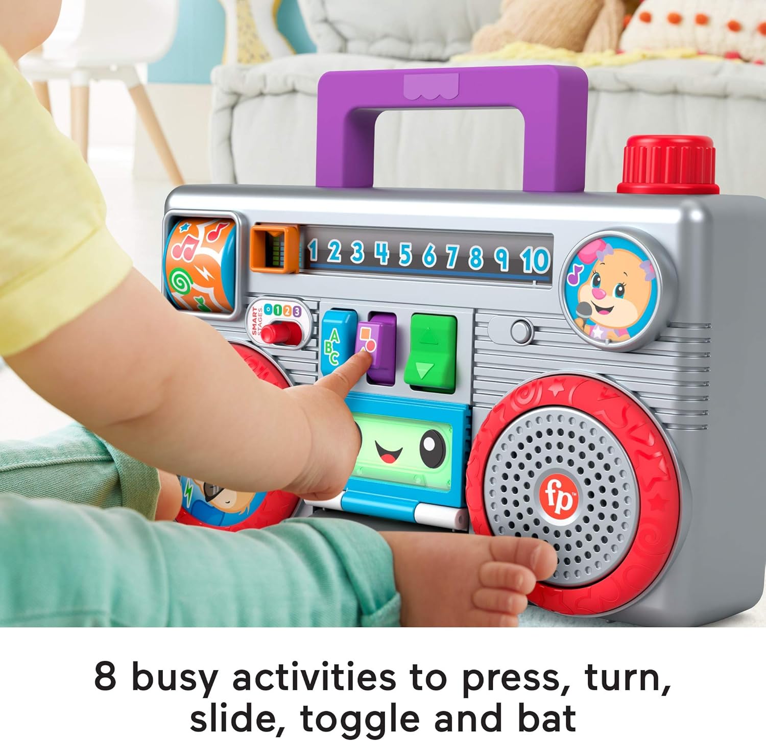 Fisher-Price Laugh & Learn Busy Boombox - Retro Musical Learning Toy for Ages 6-36 Months 10